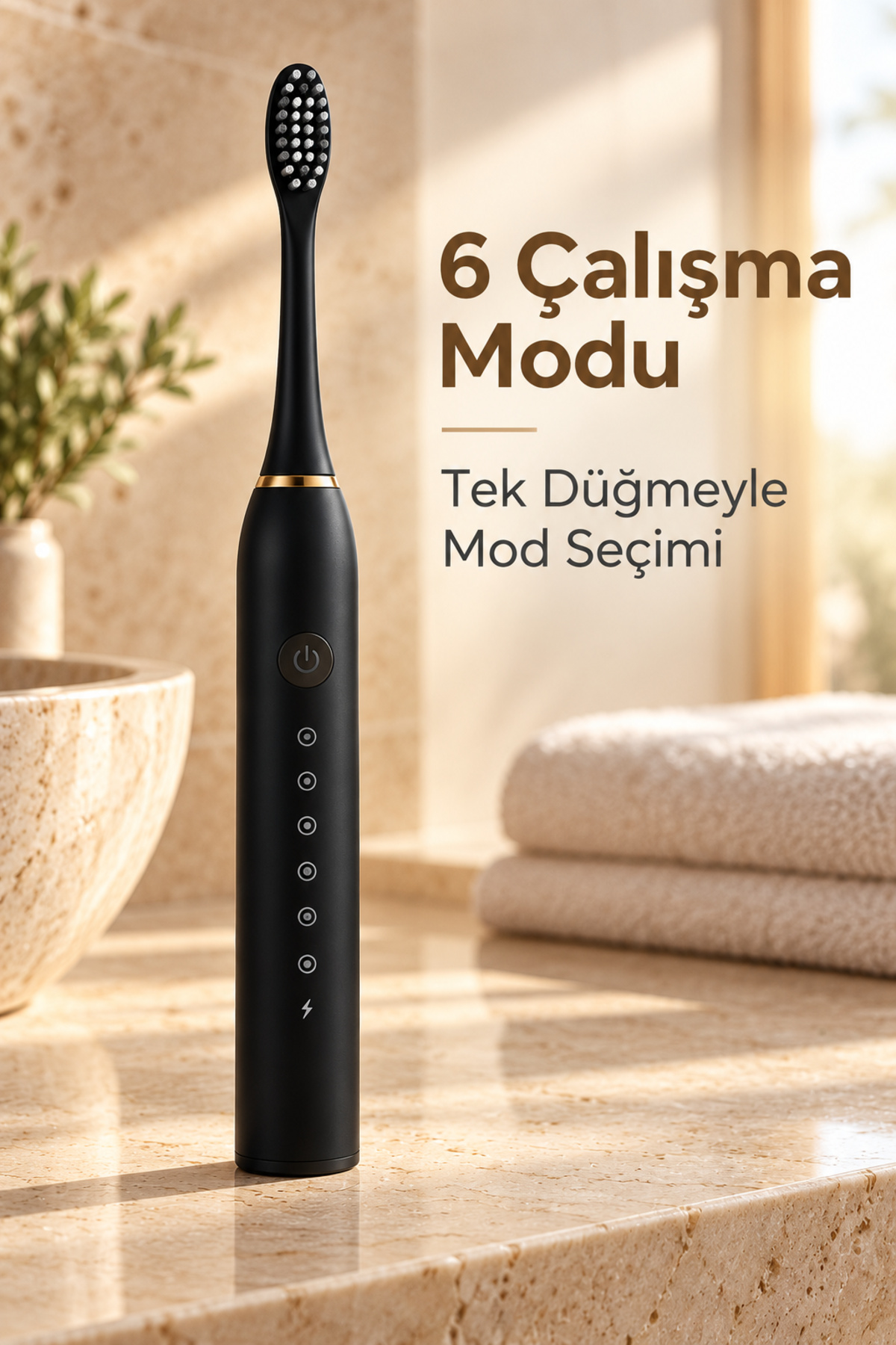 Siyah Elektrikli Diş Fırçası IPX7 Suya Dayanıklı - Lisinya