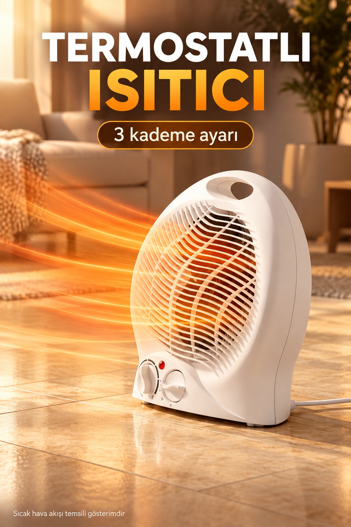 Devrilme Emniyetli 3 Kademe Ayarlı Fanlı Isıtıcı - Lisinya