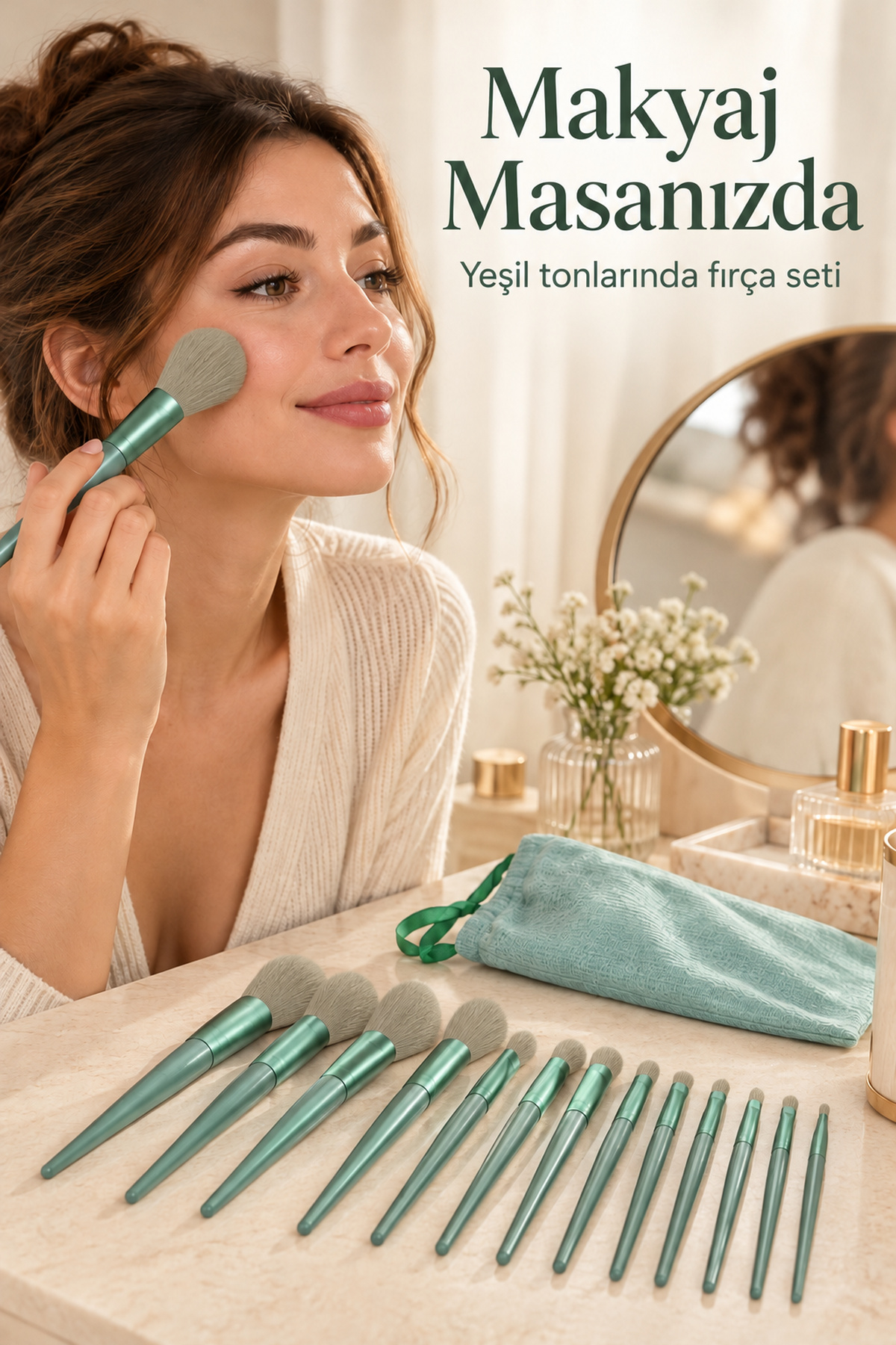 13'lü Fiber Kıllı Yumuşak Makyaj Fırçası Seti Taşınabilir ve Ergonomik Tasarım - Lisinya