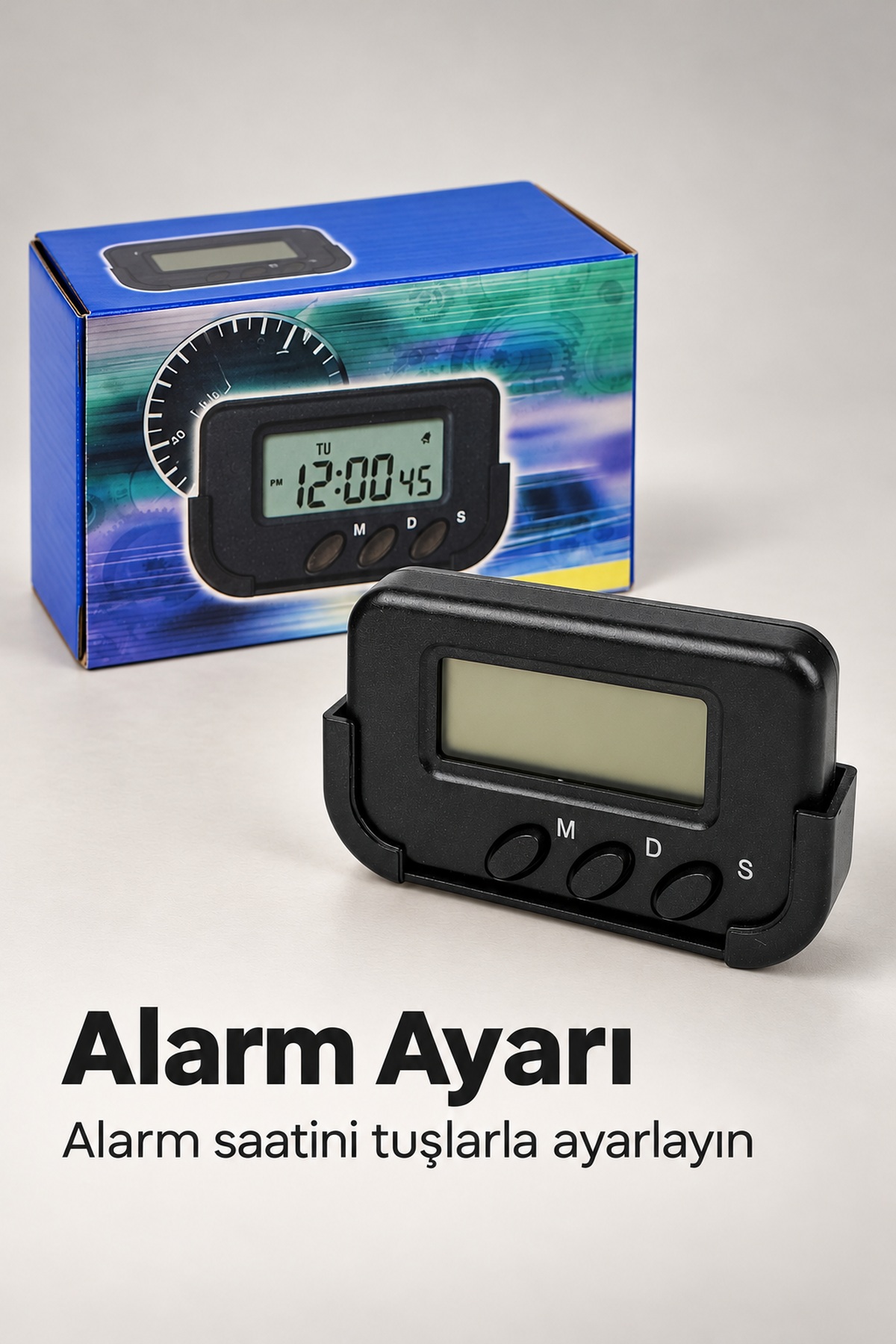 Alarm ve Kronometre Özellikli Araç İçi Dijital Saat - Lisinya