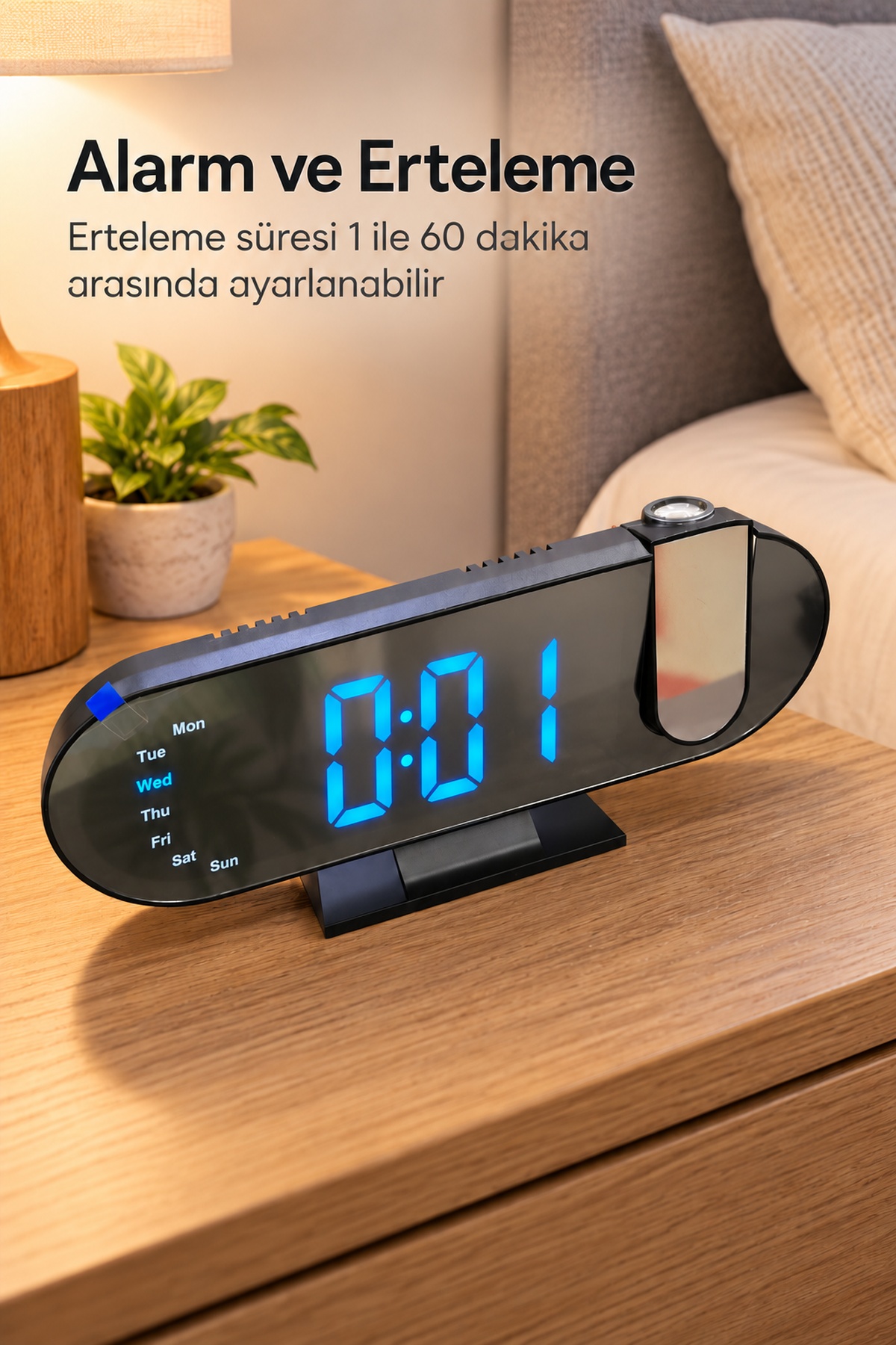 Dijital Masa Saati Saat Tarih ve Gün Göstergeli - Lisinya