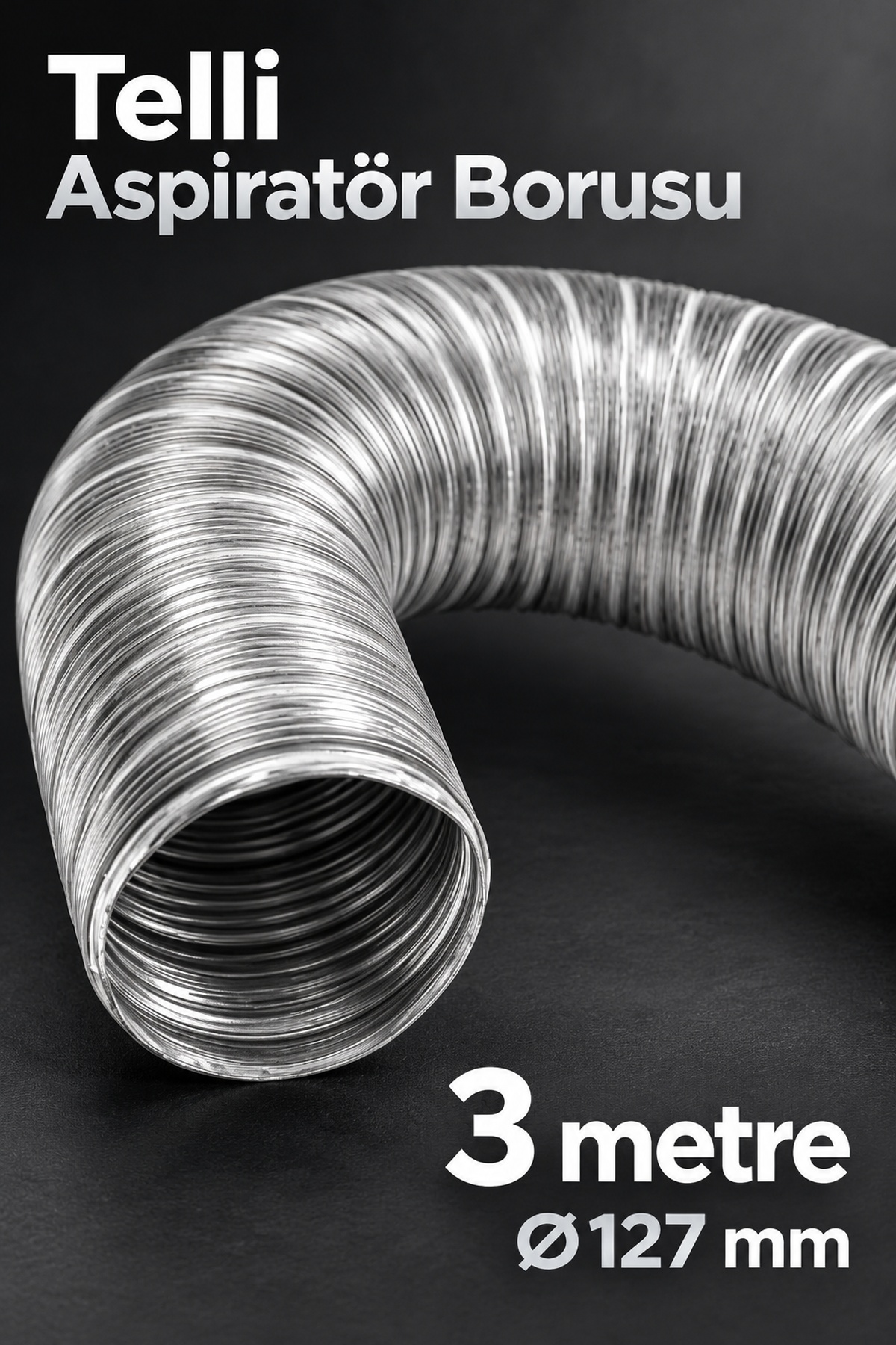 3 Metre Aspiratör Borusu 127 mm Telli Yapı - Lisinya 3 Metre Aspiratör Borusu 127 mm Telli Yapı - Lisinya