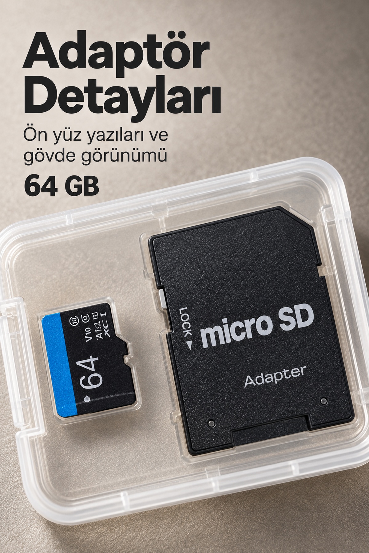 64 GB Micro SD Hafıza Kartı Adaptörlü Kutulu Set - Lisinya