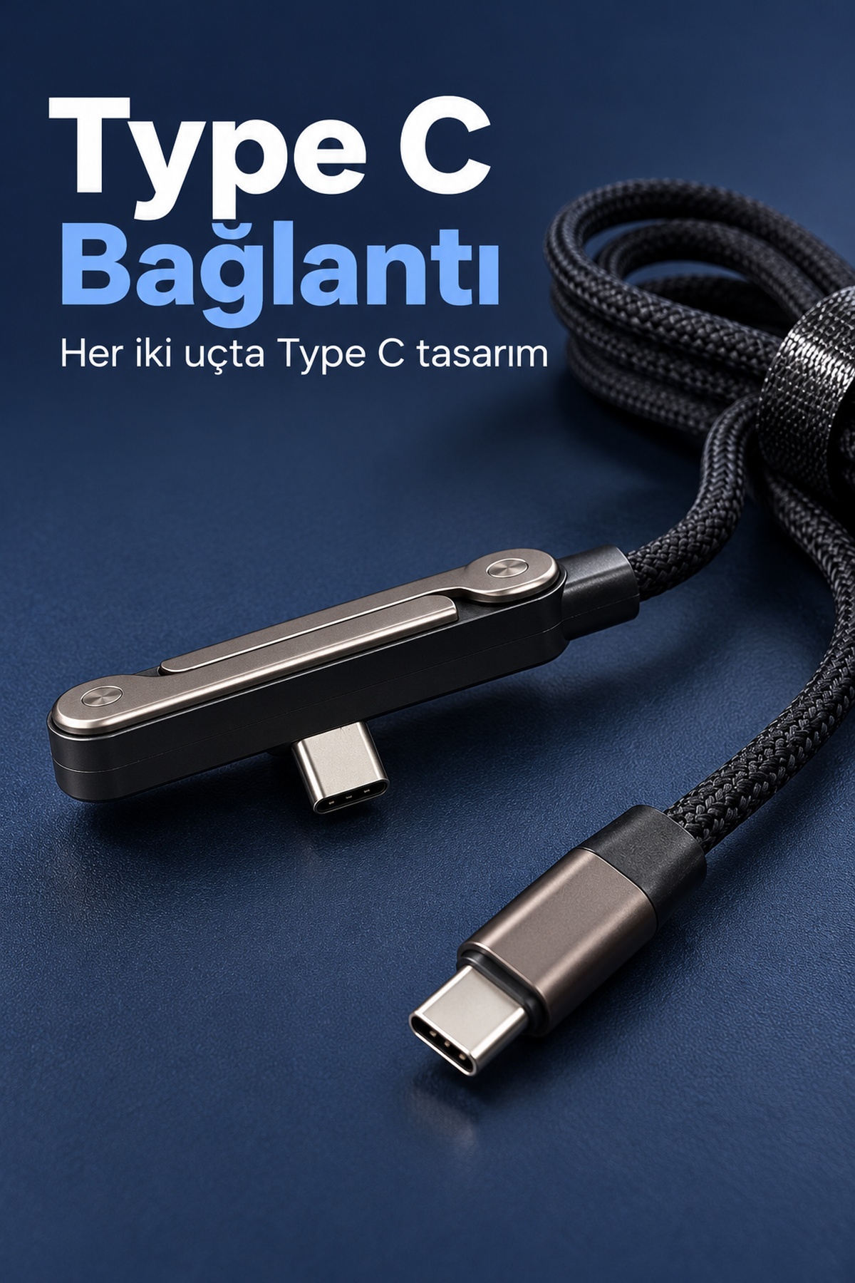 Type C Şarj Kablosu Katlanabilir Telefon Standlı Örgü Tasarım - Lisinya