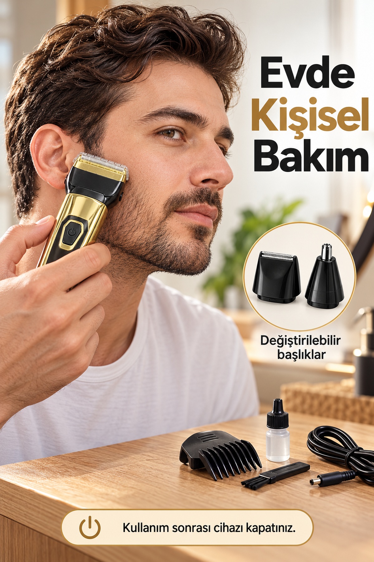 Erkek Bakım Seti Kablosuz Kullanımlı Üç Başlıklı - Lisinya Erkek Bakım Seti Kablosuz Kullanımlı Üç Başlıklı - Lisinya