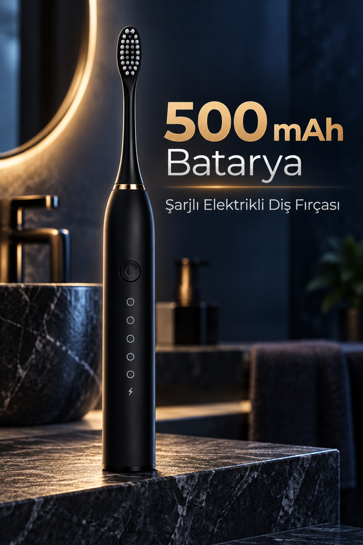 Siyah Şarjlı Elektrikli Diş Fırçası 6 Modlu - Lisinya
