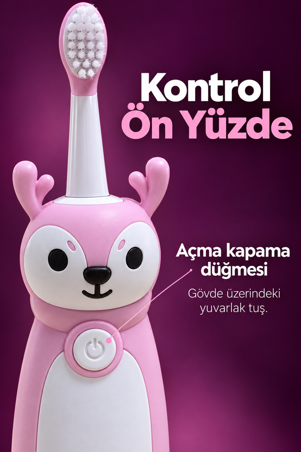 Çocuk Diş Fırçası Pembe Gövdeli Açma Kapama Düğmeli - Lisinya Çocuk Diş Fırçası Pembe Gövdeli Açma Kapama Düğmeli - Lisinya