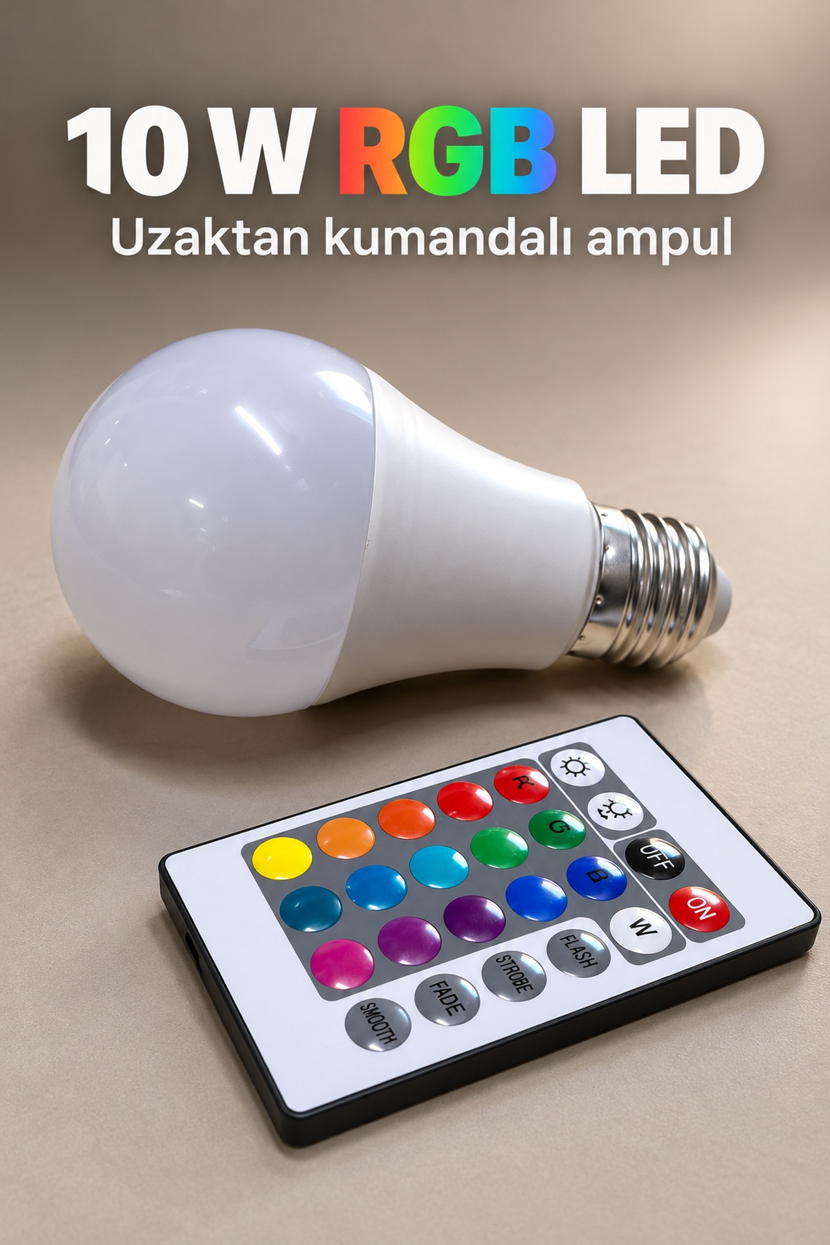 Renkli LED Ampul Kumandadan Beyaz Işık Seçimli - Lisinya Renkli LED Ampul Kumandadan Beyaz Işık Seçimli - Lisinya