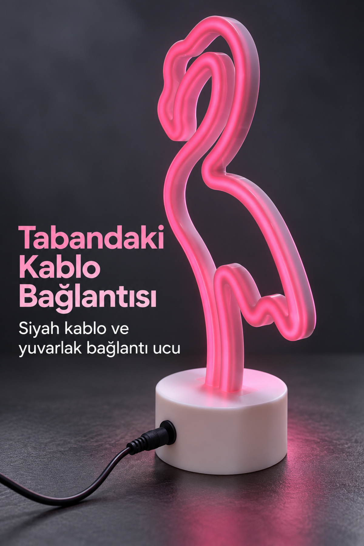 Dekoratif Flamingo Neon Lamba Pembe Işıklı Beyaz Tabanlı - Lisinya Dekoratif Flamingo Neon Lamba Pembe Işıklı Beyaz Tabanlı - Lisinya