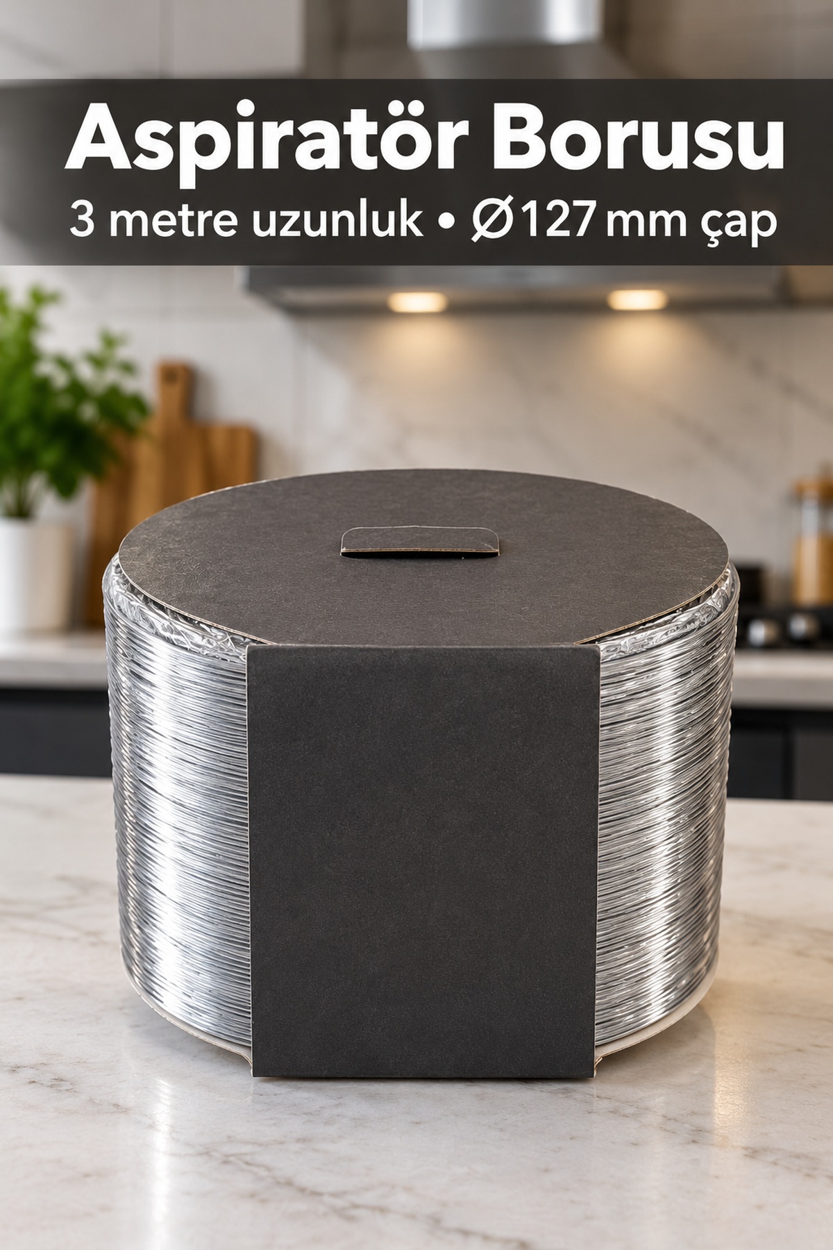 3 Metre Uzunluğunda Gümüş Renkli Telli Aspiratör Borusu - Lisinya
