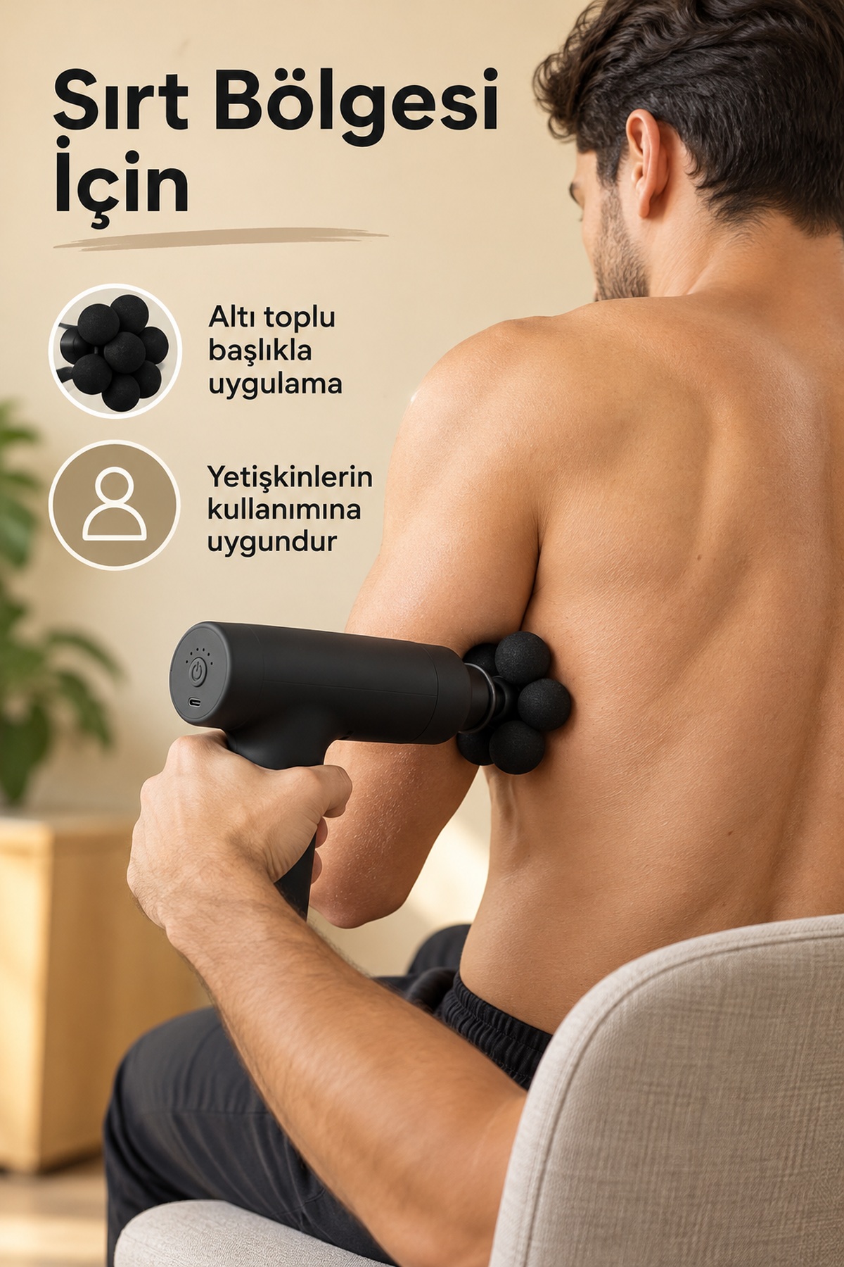 Masaj Tabancası Açma Kapama Düğmeli ve Işıklı Göstergeli - Lisinya