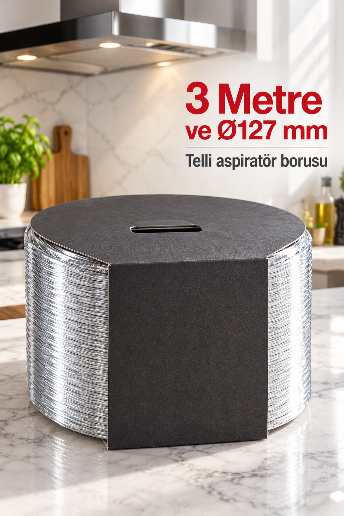 Telli Aspiratör Borusu 3 Metre 127 mm Çap - Lisinya