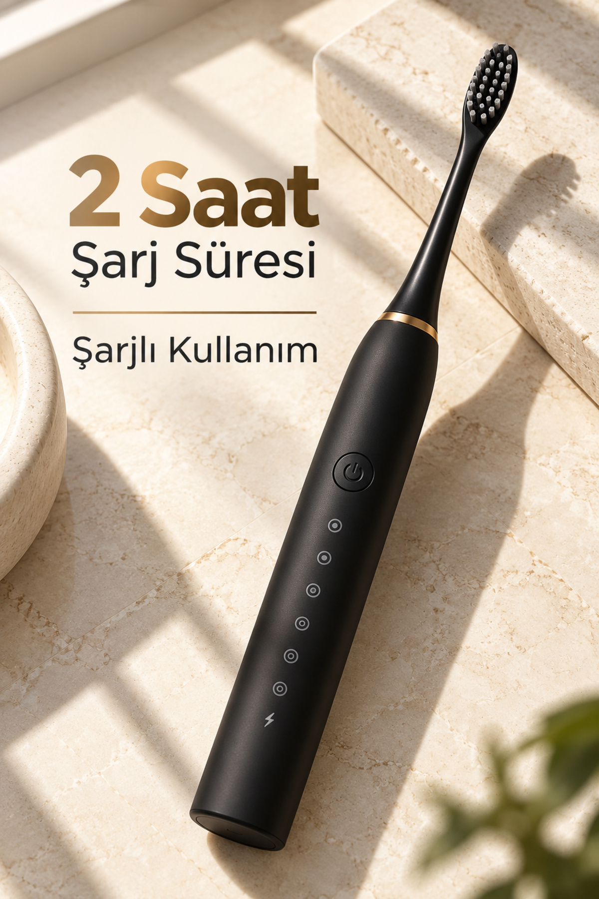 Siyah Şarjlı Diş Fırçası 2 Dakika Zamanlayıcılı - Lisinya