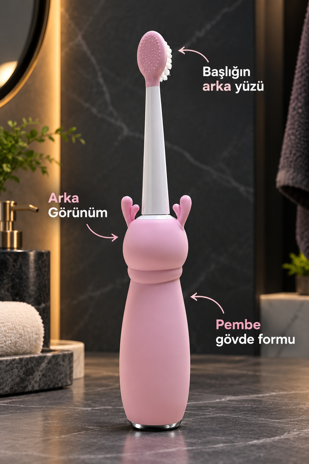 Çocuk Diş Fırçası Pembe Gövdeli Açma Kapama Düğmeli - Lisinya Çocuk Diş Fırçası Pembe Gövdeli Açma Kapama Düğmeli - Lisinya