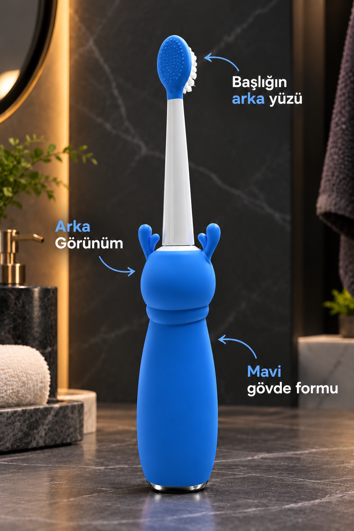 Çocuk Elektrikli Diş Fırçası Mavi Geyik Figürlü Şarjlı - Lisinya Çocuk Elektrikli Diş Fırçası Mavi Geyik Figürlü Şarjlı - Lisinya