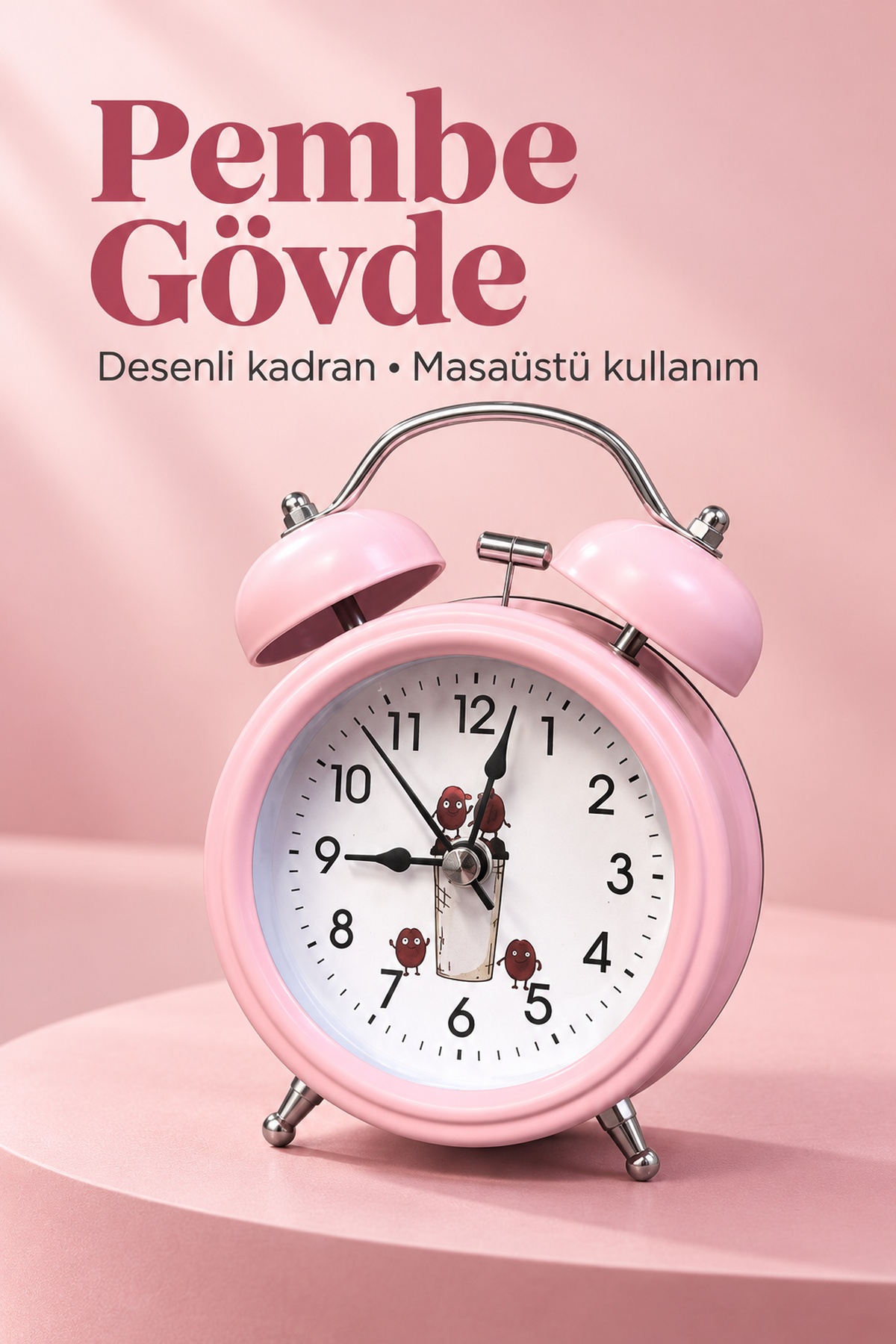 Pilli Çalar Saat Çift Çanlı Klasik Masaüstü Tasarım - Lisinya