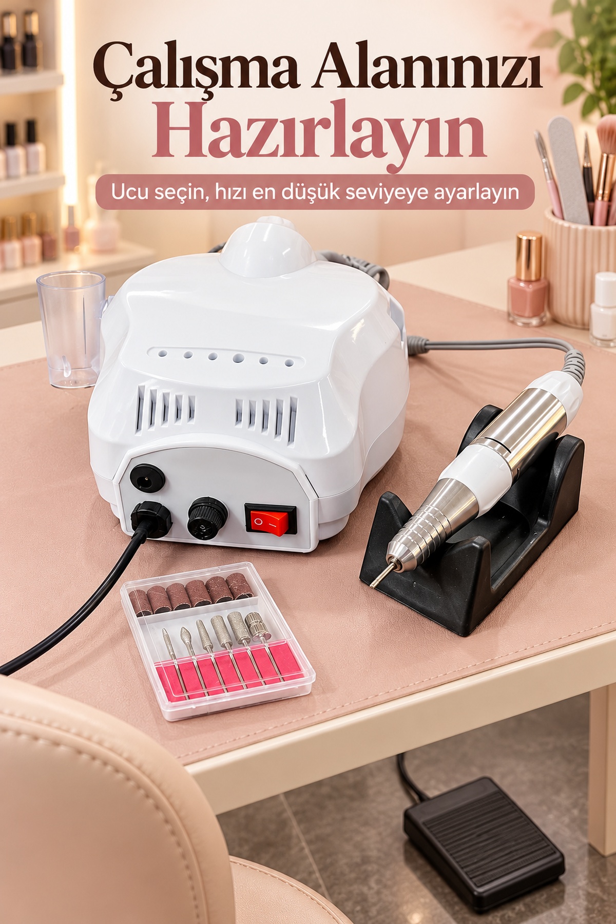 Tırnak Şekillendirme Cihazı Değiştirilebilir Uçlu Elektrikli Törpü Seti - Lisinya