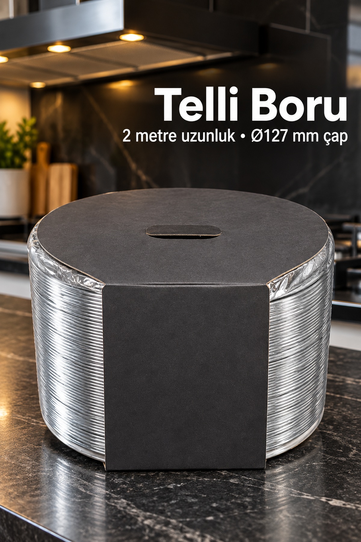 3 Metre Aspiratör Borusu 127 mm Telli Yapı - Lisinya