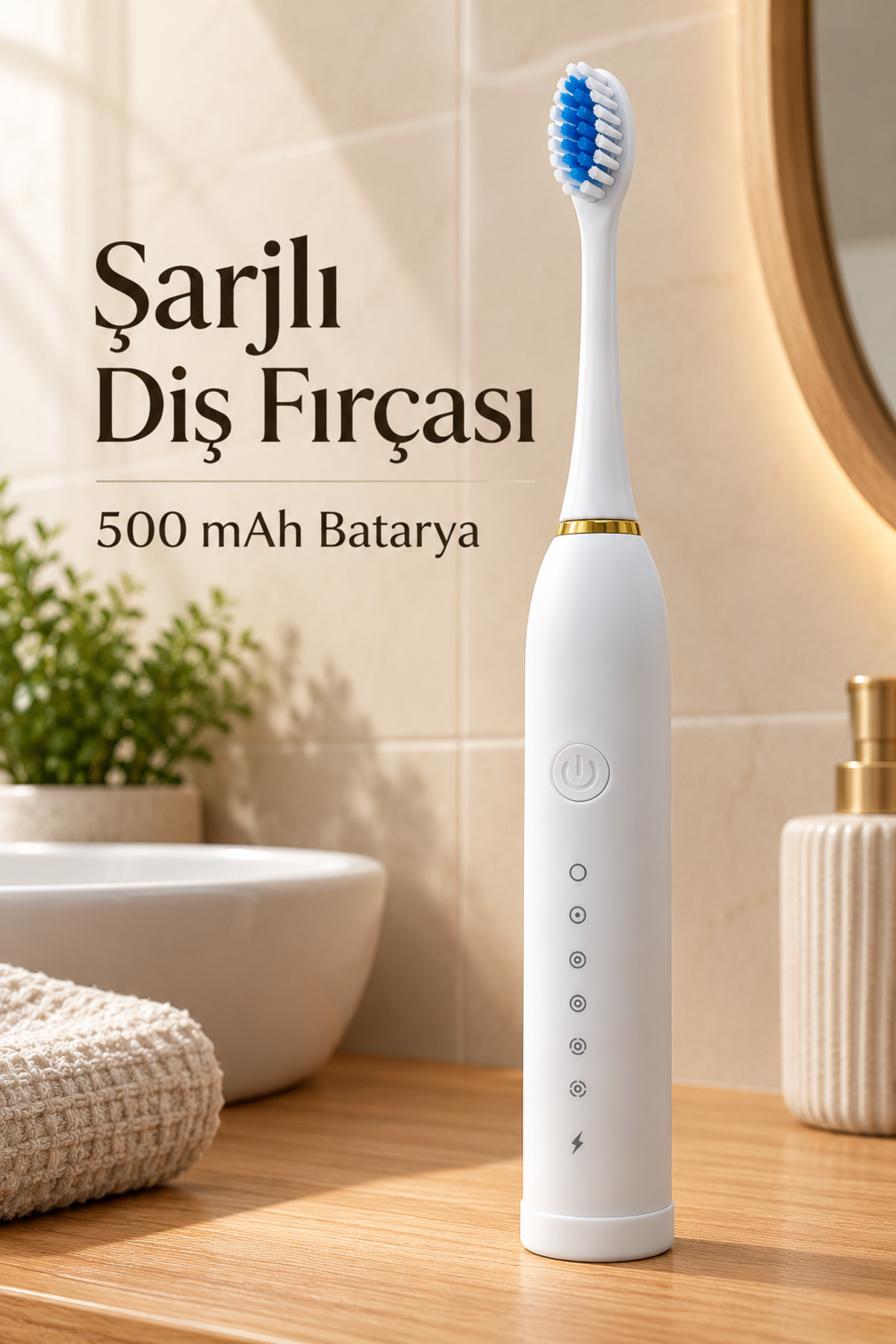 Beyaz Elektrikli Diş Fırçası 500 mAh Bataryalı - Lisinya Beyaz Elektrikli Diş Fırçası 500 mAh Bataryalı - Lisinya