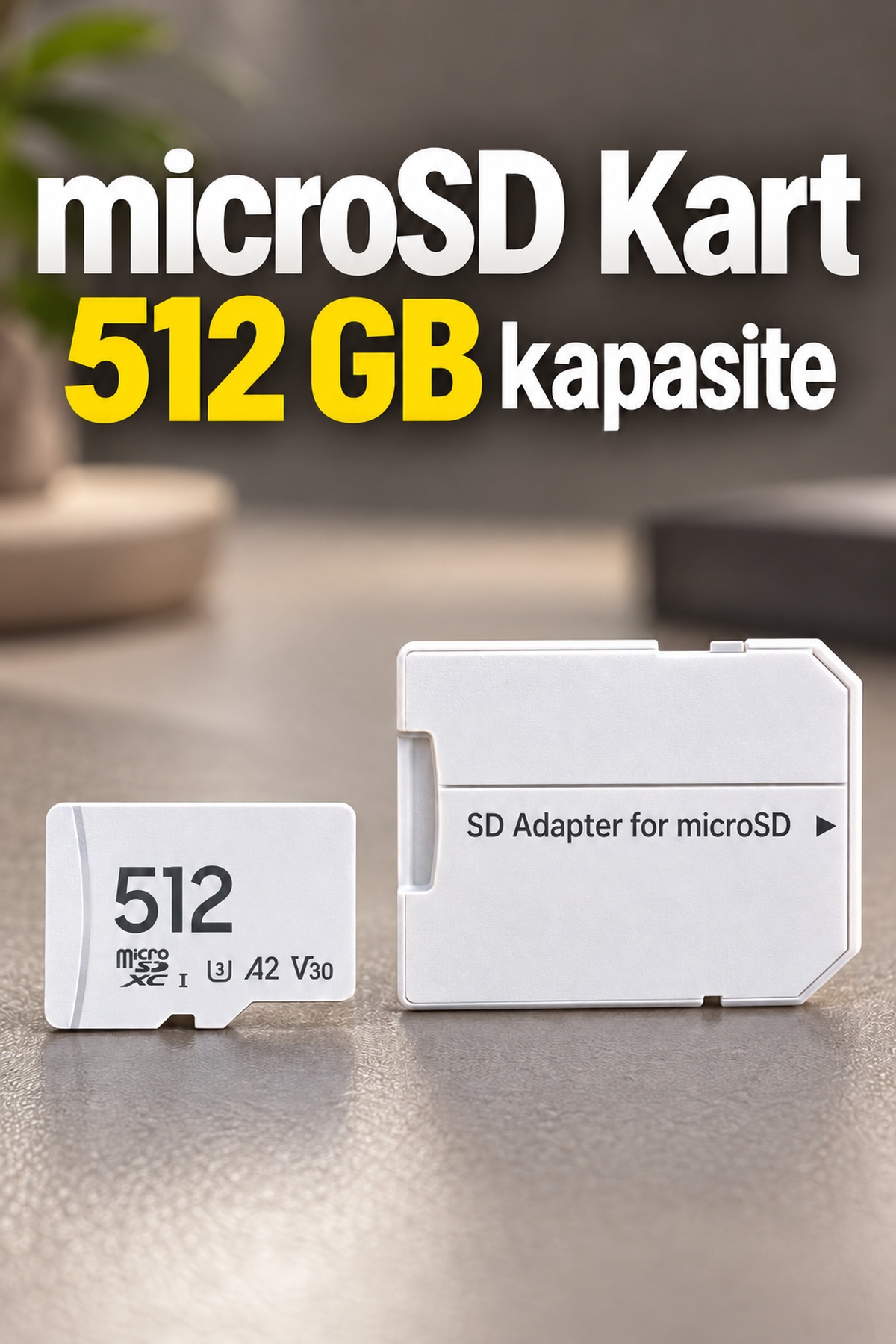 512 GB Bellek Kartı MicroSD ve SD Adaptör - Lisinya