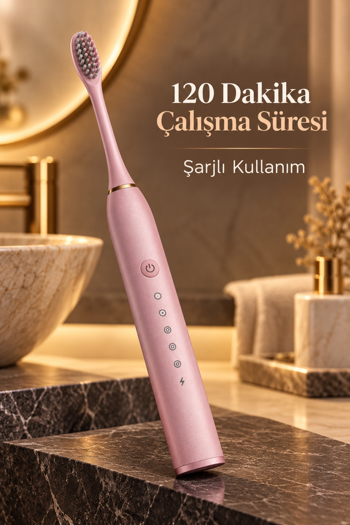 Pembe Elektrikli Diş Fırçası IPX7 Suya Dayanıklı - Lisinya Pembe Elektrikli Diş Fırçası IPX7 Suya Dayanıklı - Lisinya
