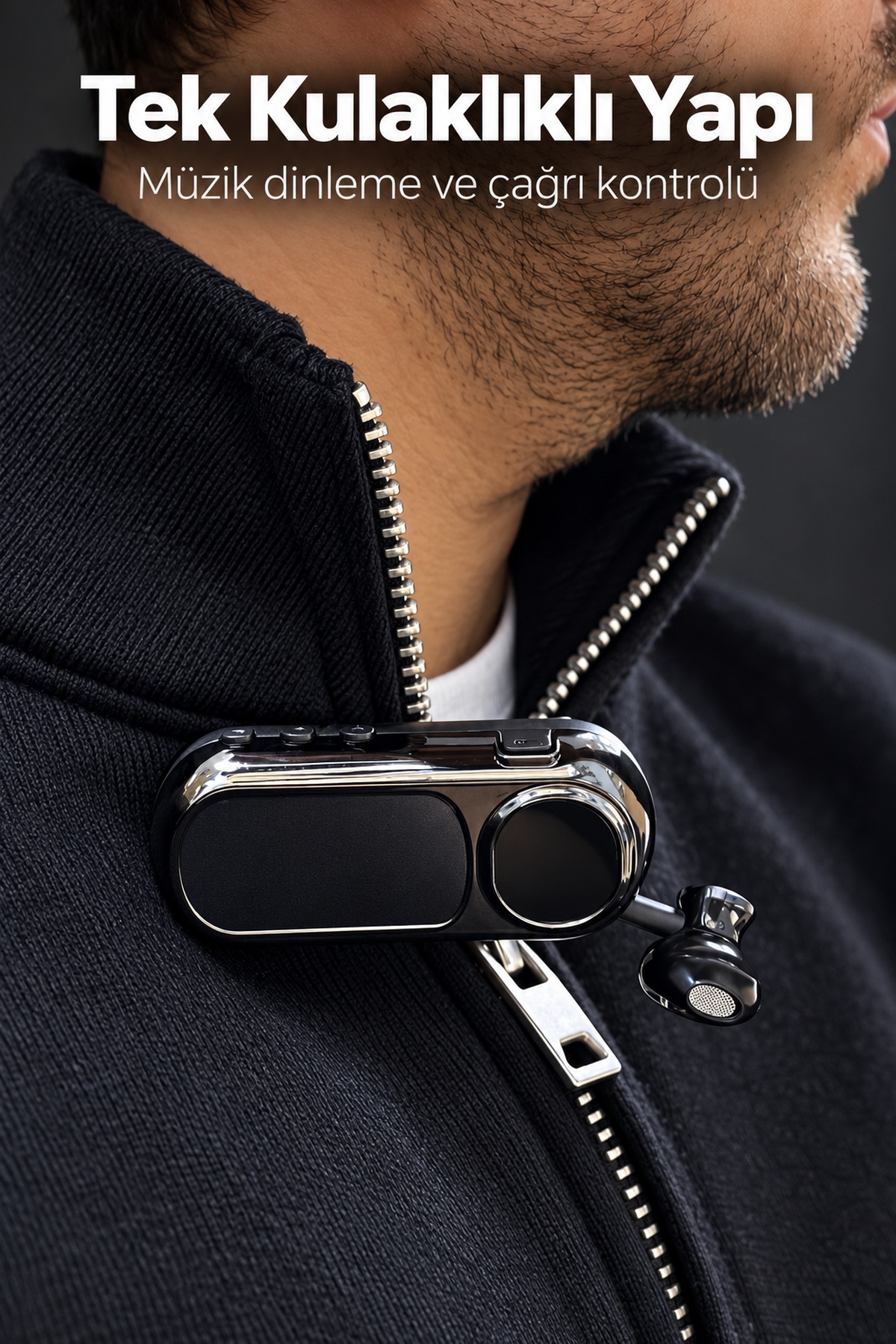 Yaka Klipsli Makaralı Bluetooth Tek Kulaklık - Lisinya