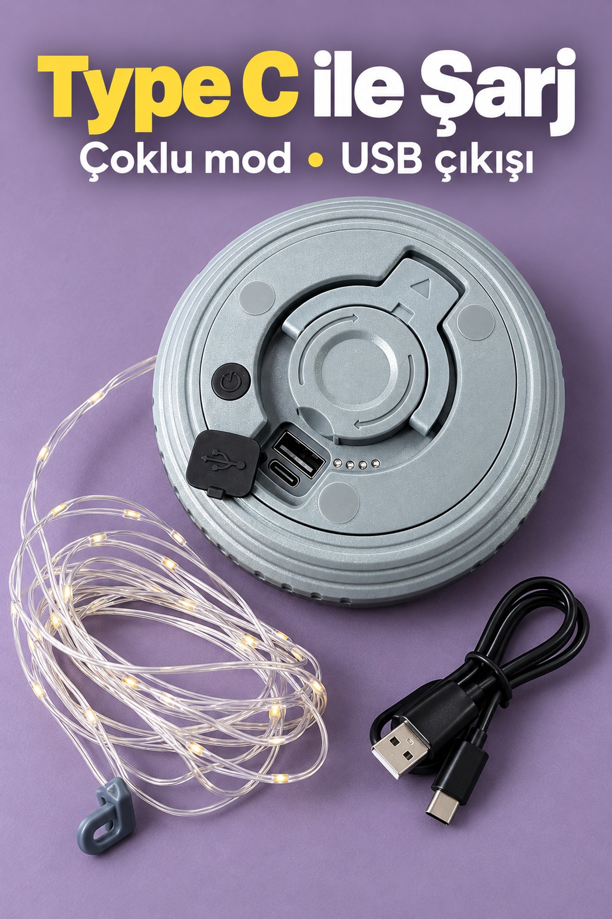 LED Şeritli Kamp Işığı Type C Şarj Girişli - Lisinya