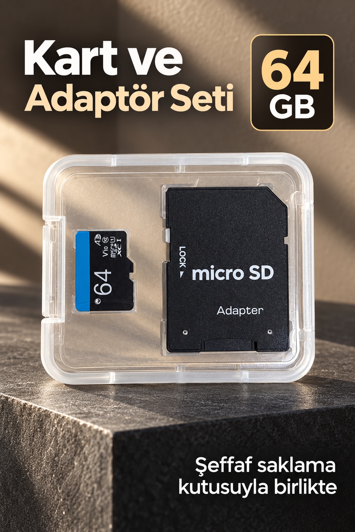 Micro SD Hafıza Kartı Şeffaf Saklama Kutulu - Lisinya
