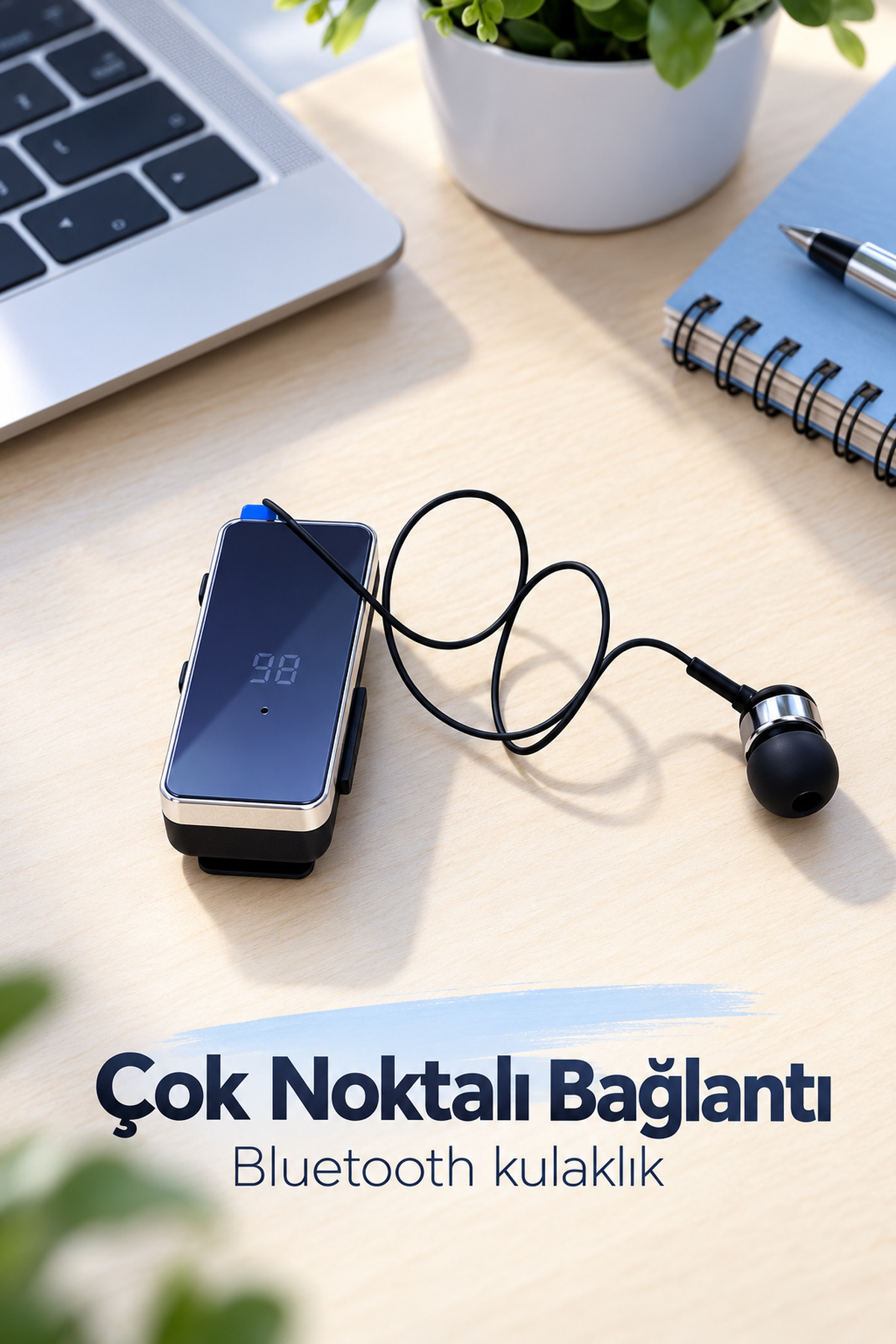 Klipsli Bluetooth Kulaklık Dijital Ekranlı Eller Serbest Görüşme - Lisinya