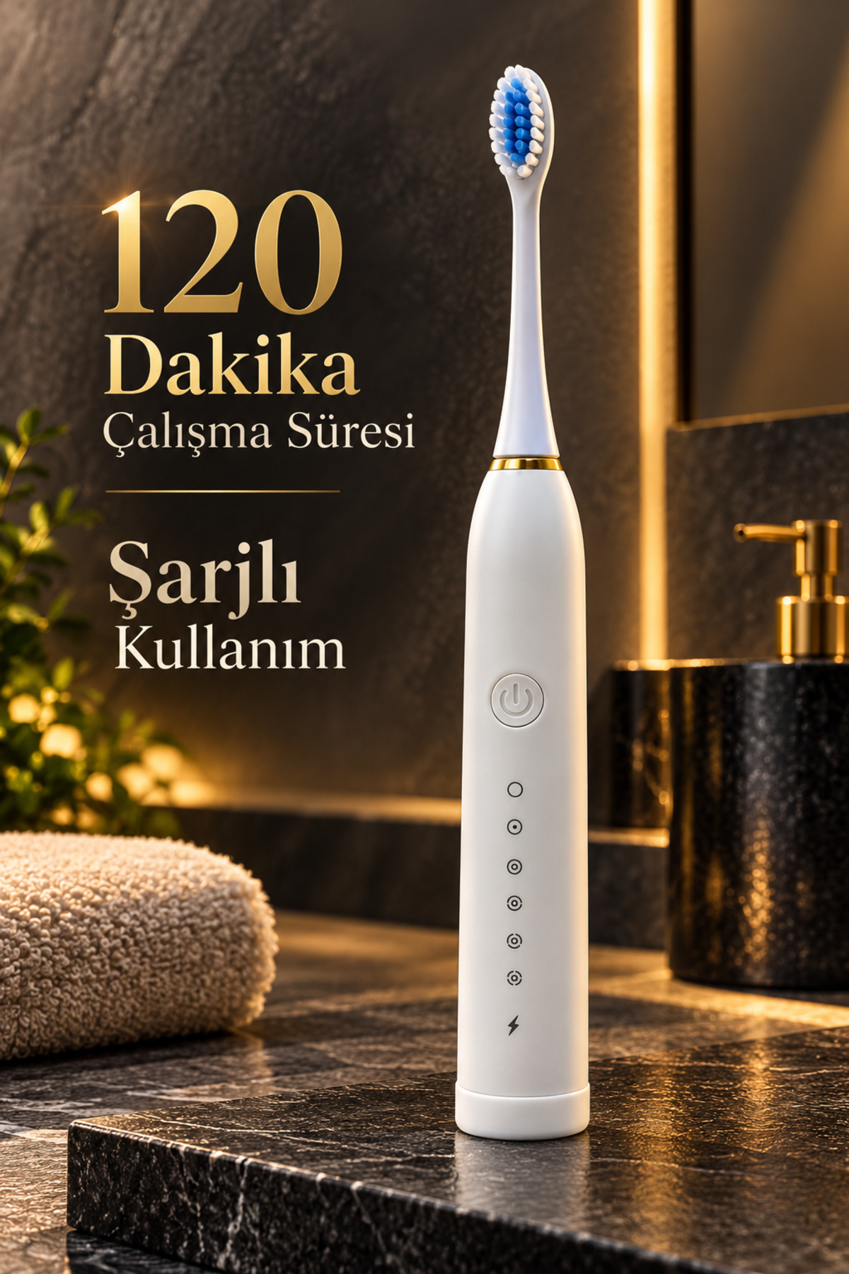 Şarjlı Diş Fırçası Beyaz 2 Dakika Zamanlayıcılı - Lisinya