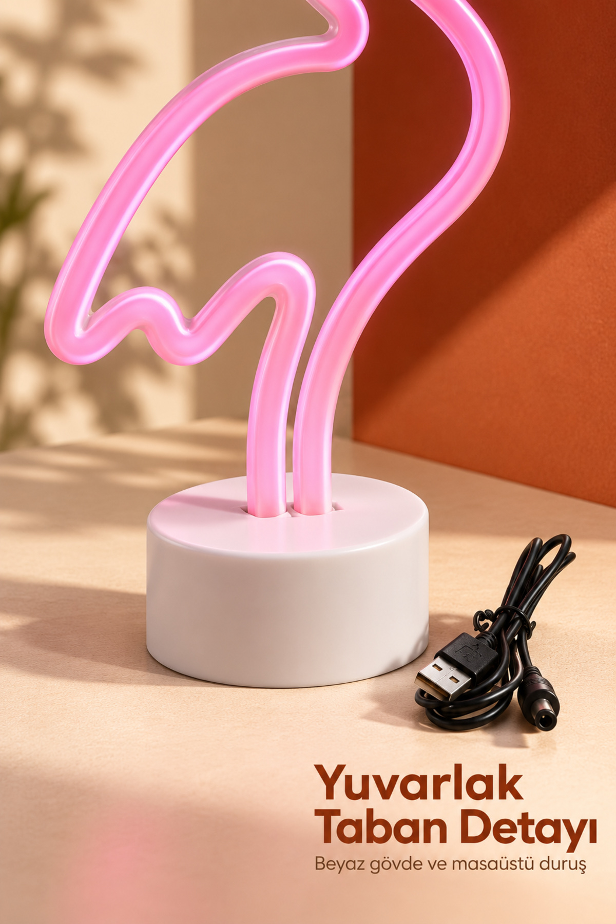 Dekoratif Flamingo Neon Lamba Pembe Işıklı Beyaz Tabanlı - Lisinya Dekoratif Flamingo Neon Lamba Pembe Işıklı Beyaz Tabanlı - Lisinya