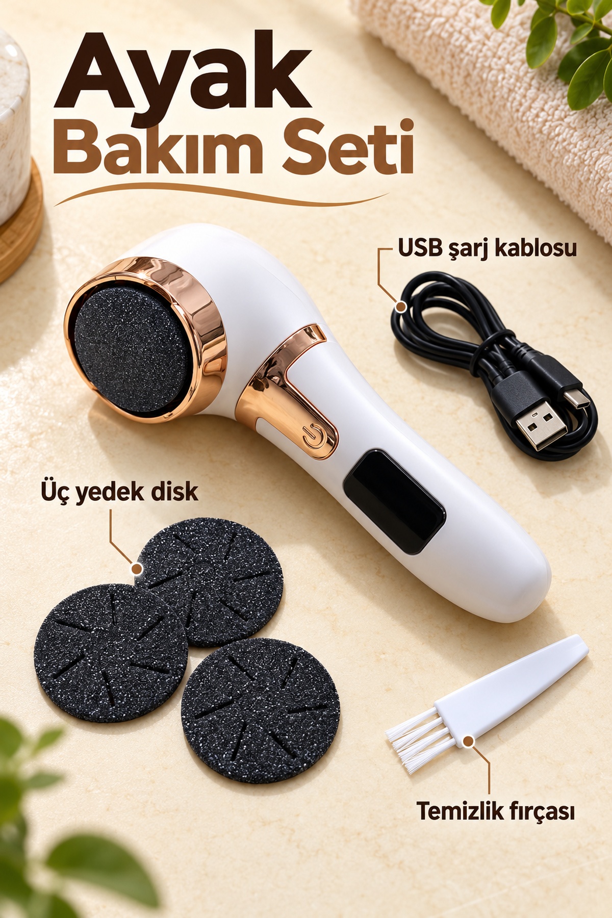 Tek Düğmeyle Hız Ayarlı Şarjlı Ayak Törpüsü - Lisinya