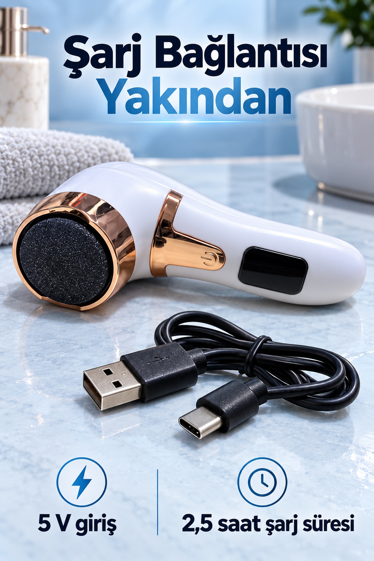Üç Yedek Diskli Şarjlı Elektrikli Ayak Törpüsü - Lisinya