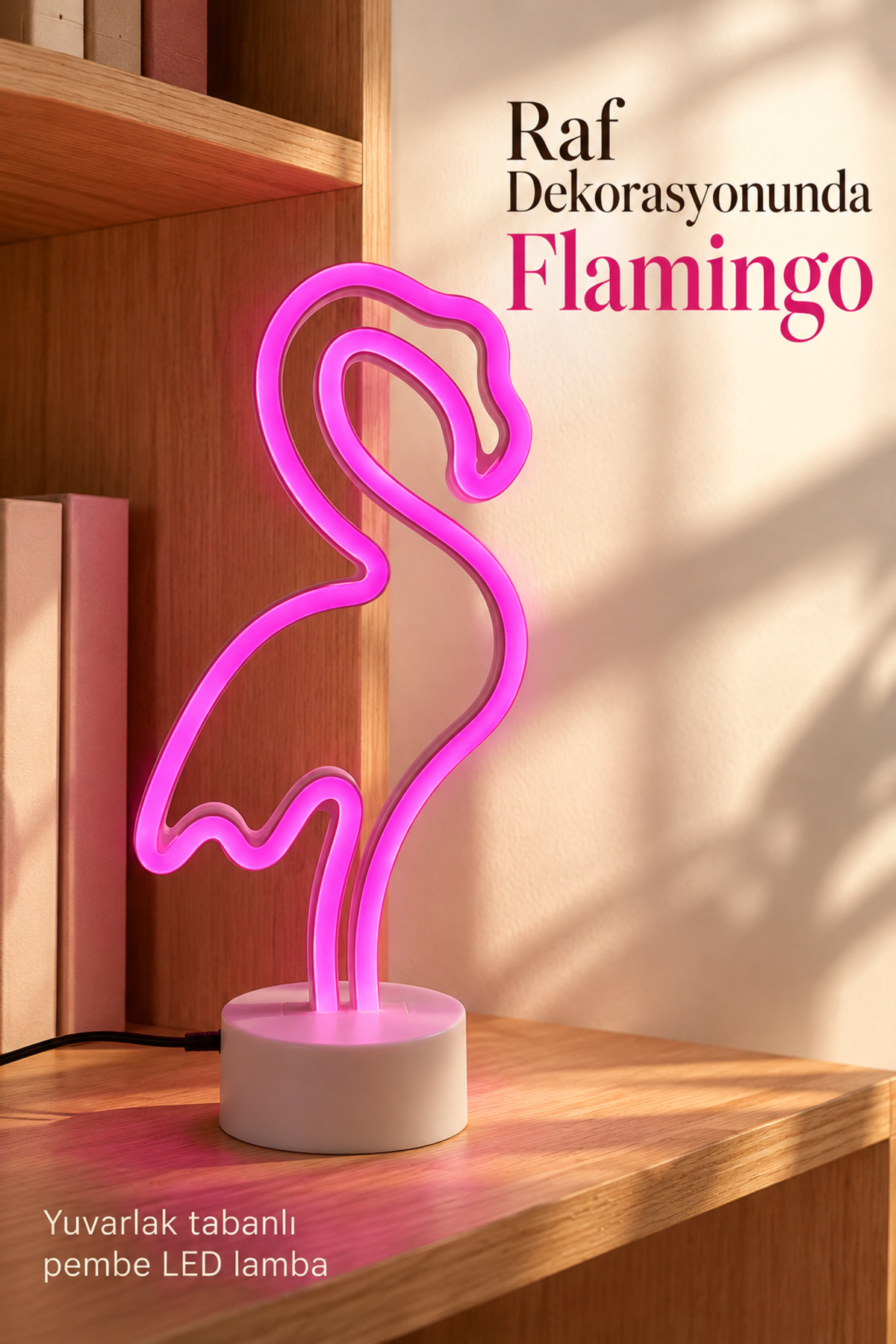 Pembe Işıklı Flamingo LED Lamba Masaüstü Dekoratif - Lisinya