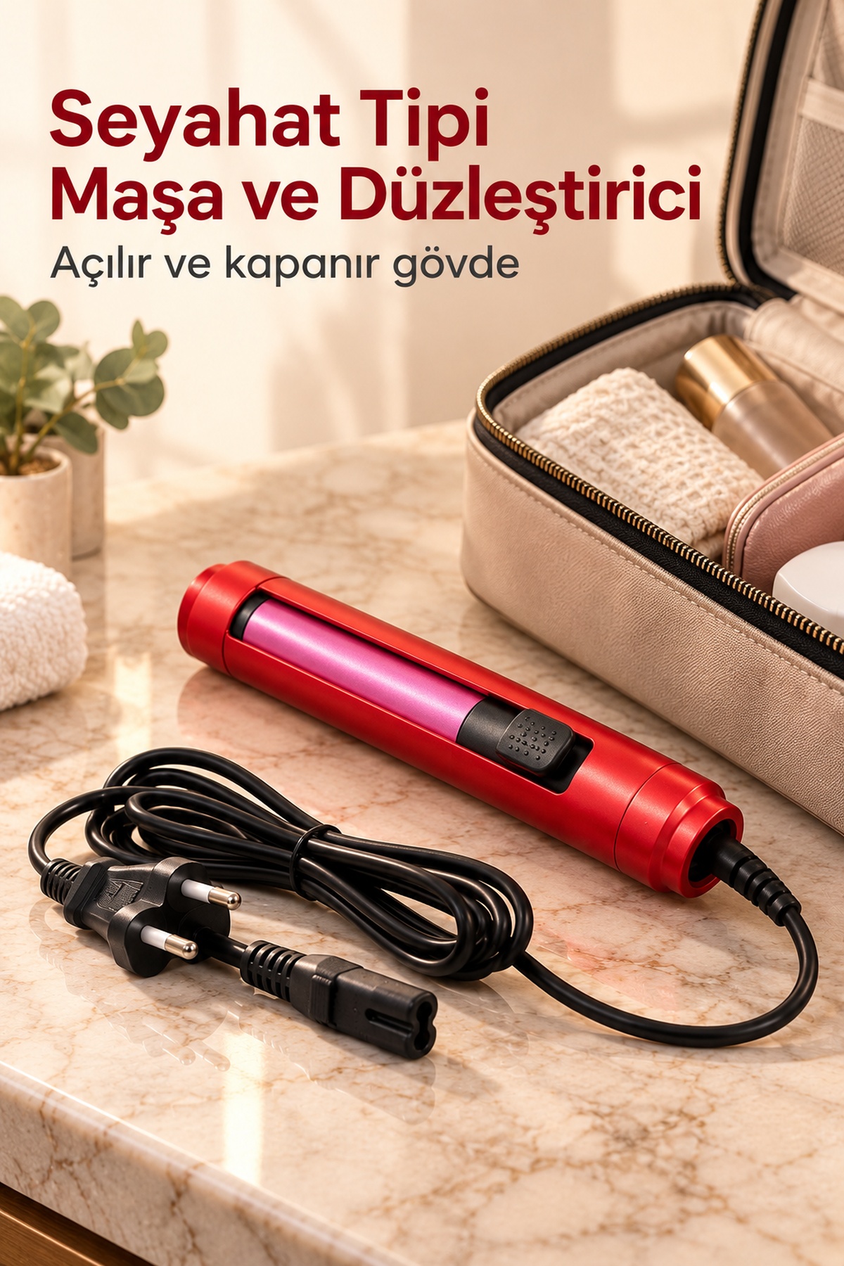 Düz ve Dalgalı Saçlar İçin Seyahat Tipi Maşa ve Düzleştirici - Lisinya