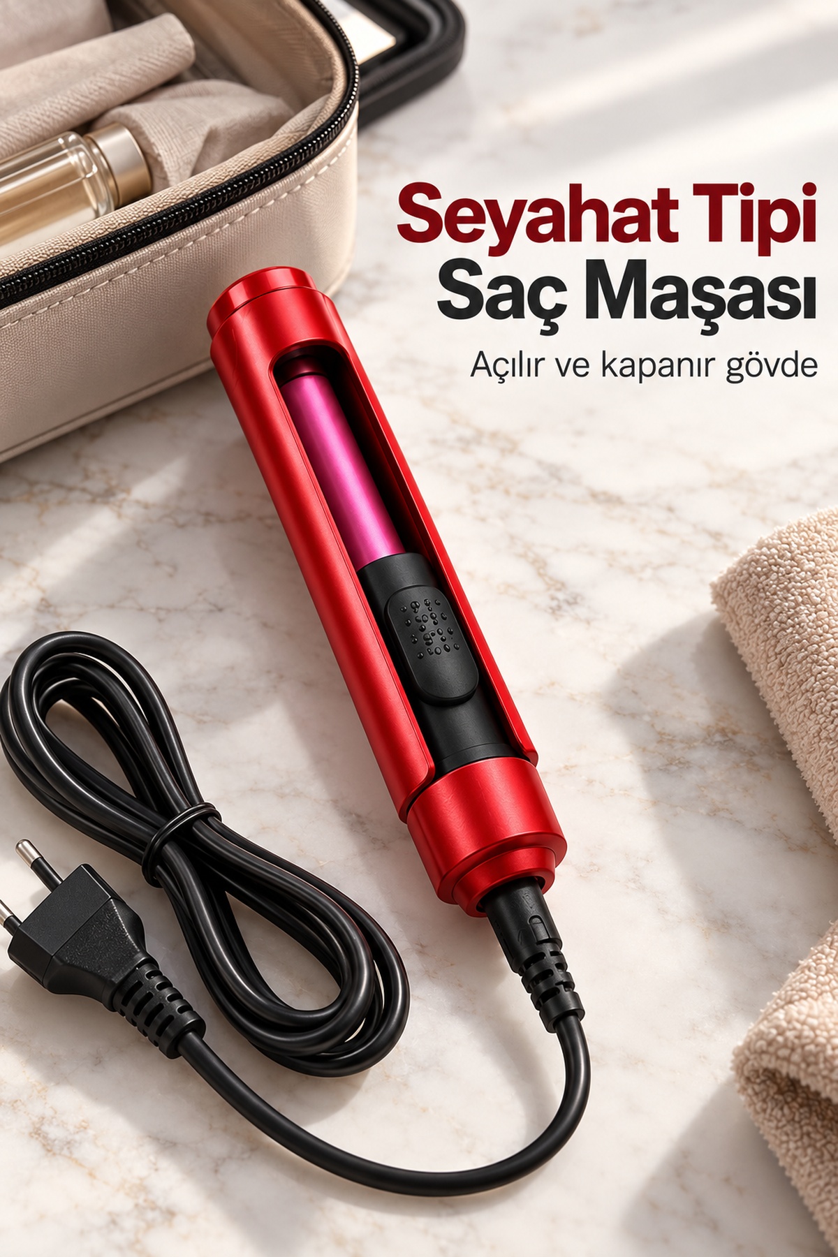 Açılır Gövdeli Seyahat Tipi Saç Şekillendirici ve Bukle Maşası - Lisinya Açılır Gövdeli Seyahat Tipi Saç Şekillendirici ve Bukle Maşası - Lisinya