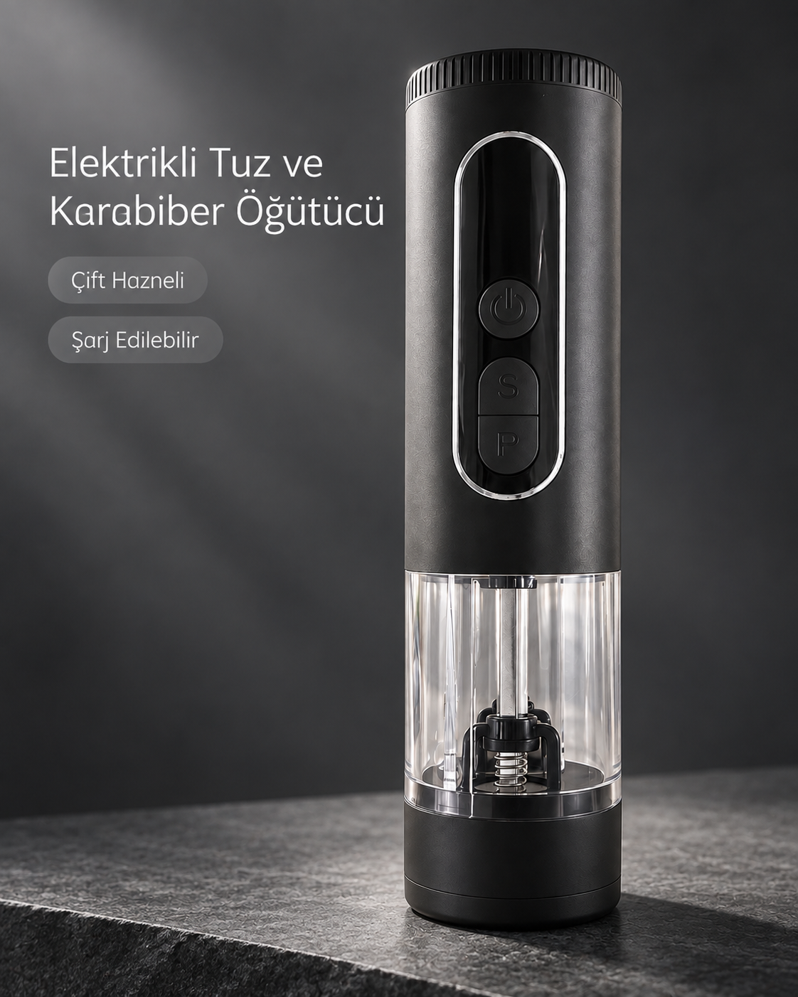 Mutfak ve Sofra Kullanımına Uygun Çift Hazneli Elektrikli Tuz Karabiber Öğütücü - Lisinya Mutfak ve Sofra Kullanımına Uygun Çift Hazneli Elektrikli Tuz Karabiber Öğütücü - Lisinya