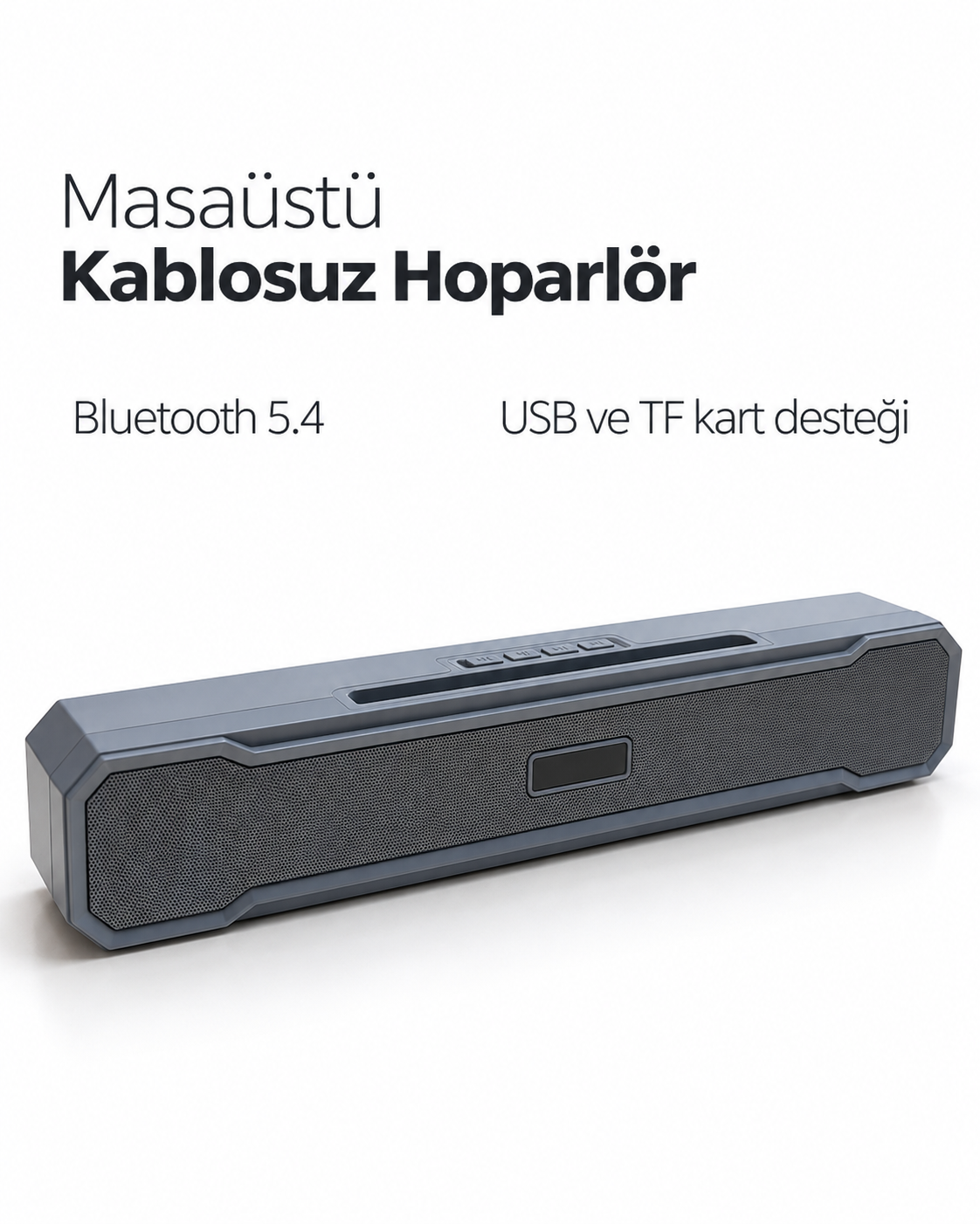 Metal Izgara Ön Yüzeyli Uzun Gövdeli USB Destekli Kablosuz Masaüstü Hoparlör - Lisinya