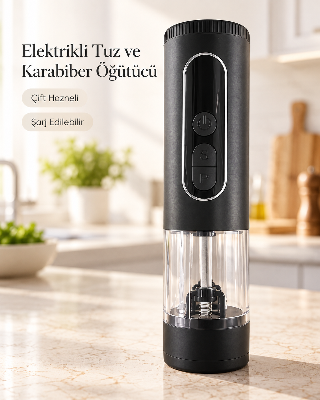 1. LED Ekranlı 900 mAh Bataryalı Şarj Edilebilir Tuz ve Karabiber Öğütücü - Lisinya 1. LED Ekranlı 900 mAh Bataryalı Şarj Edilebilir Tuz ve Karabiber Öğütücü - Lisinya