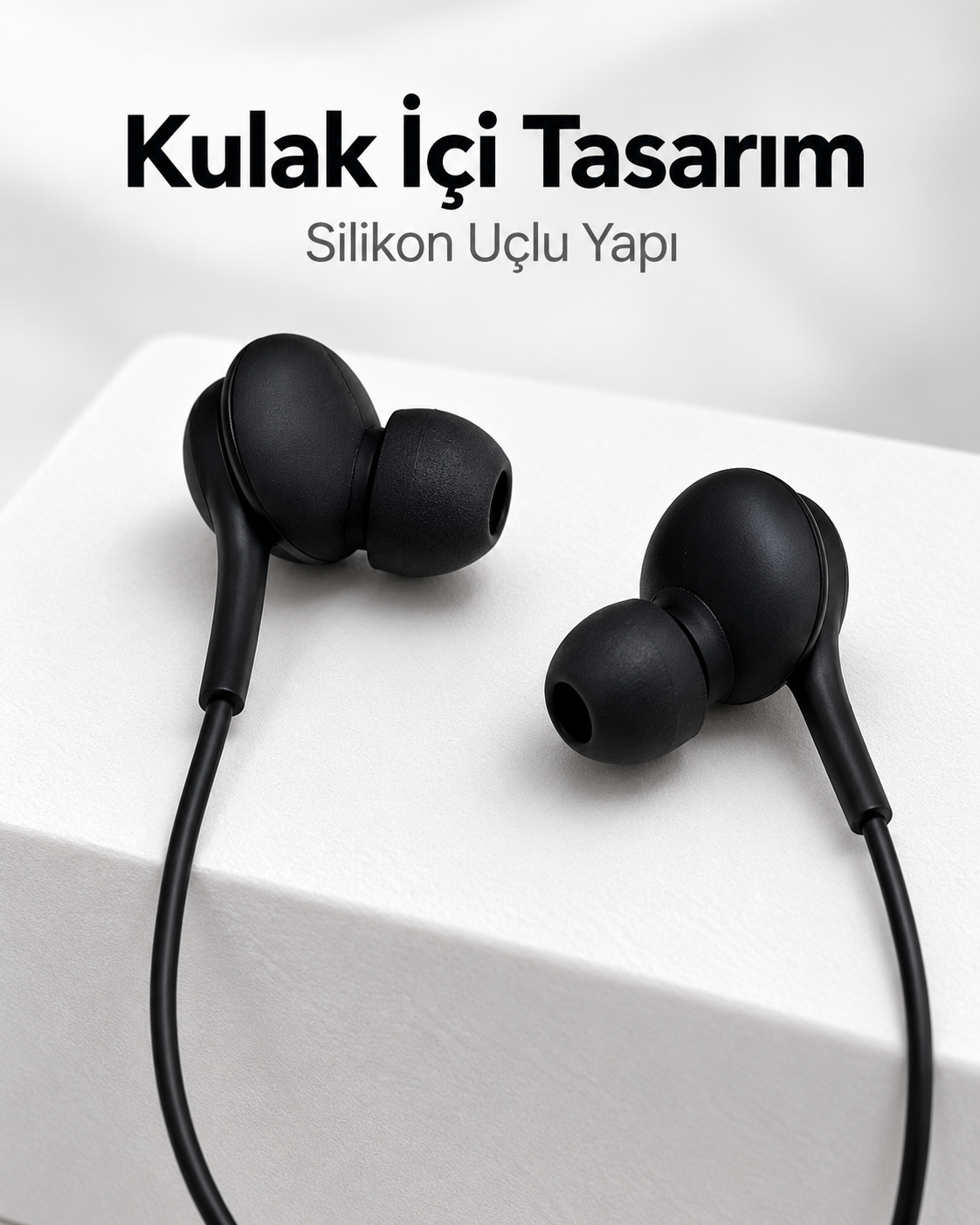 Siyah Tasarımlı Jak Girişli Kablolu Kulak İçi Kulaklık - Lisinya