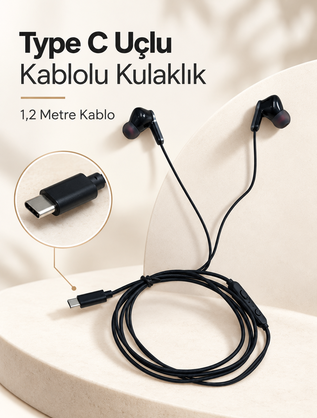 Mikrofonlu ve Kumandalı Kulak İçi Kulaklık Type C Girişli - Lisinya