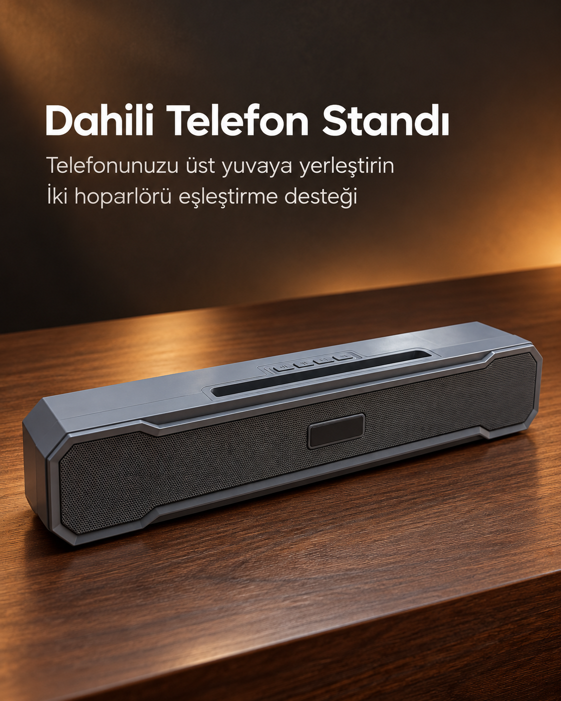 Köşeleri Eğimli Bar Tipi Tasarıma Sahip Şarj Edilebilir Masaüstü Bluetooth Hoparlör - Lisinya