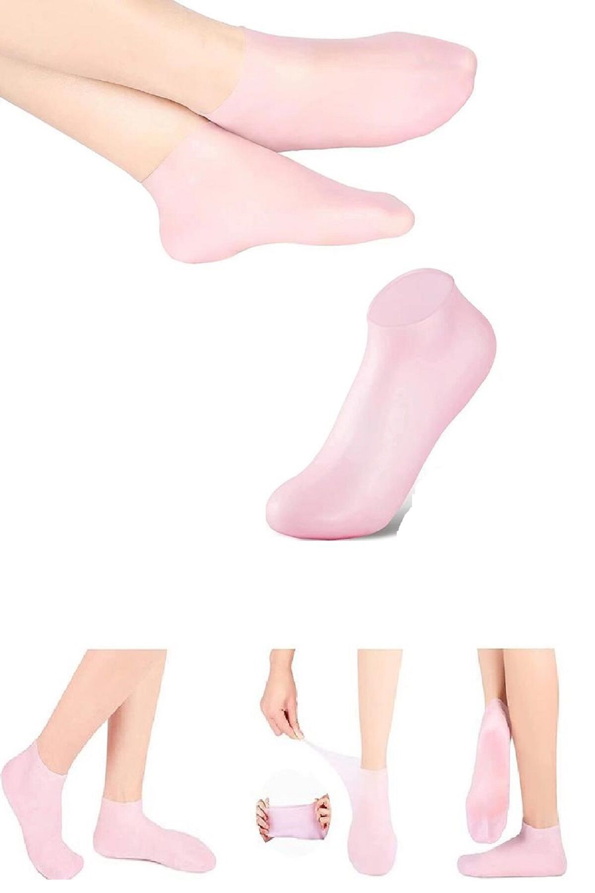 1 çift silikon jel topuk nemlendirici çorap ayak bakımı çatlama koruyucu krem çorabı - Lisinya