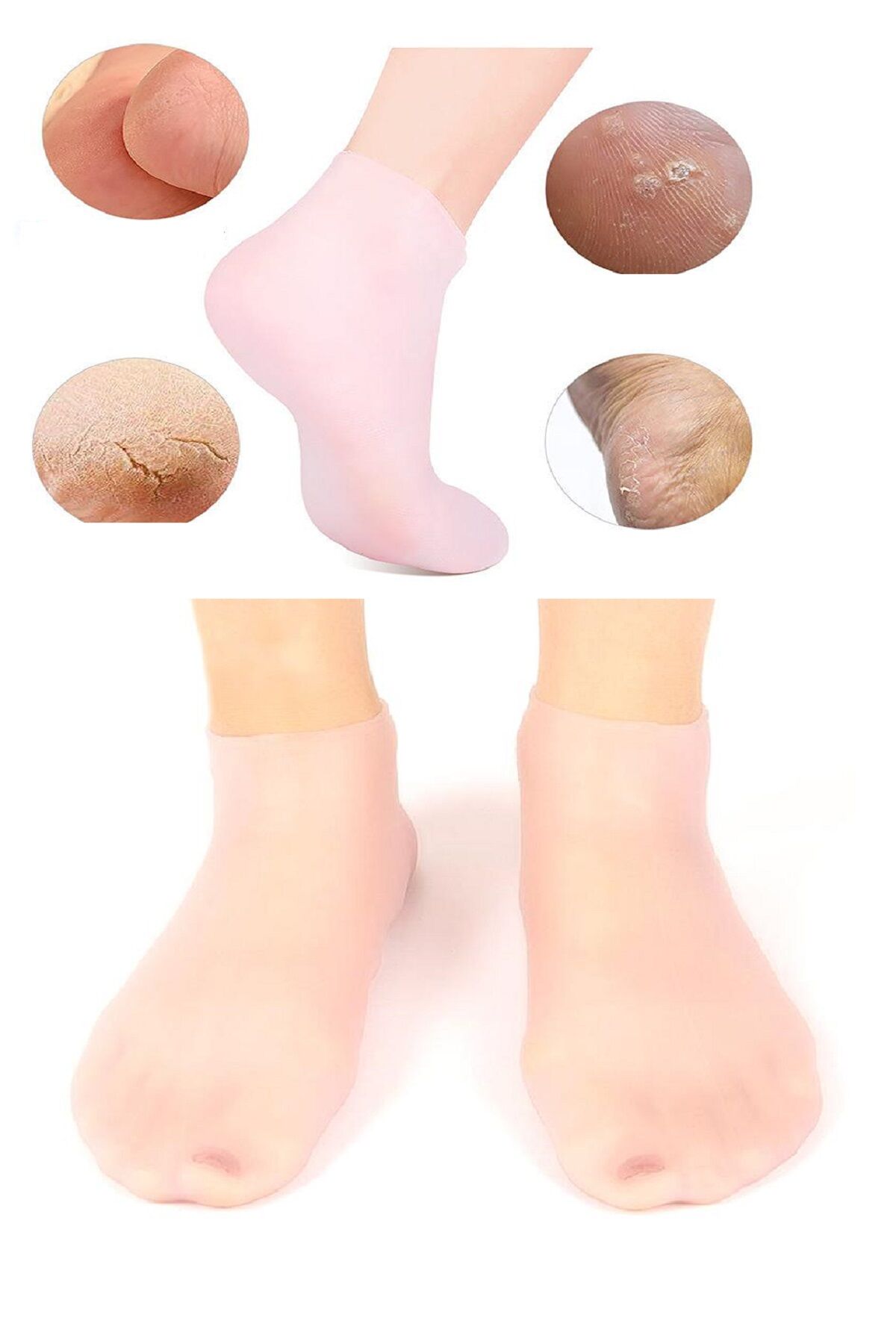 1 çift silikon jel topuk nemlendirici çorap ayak bakımı çatlama koruyucu krem çorabı - Lisinya