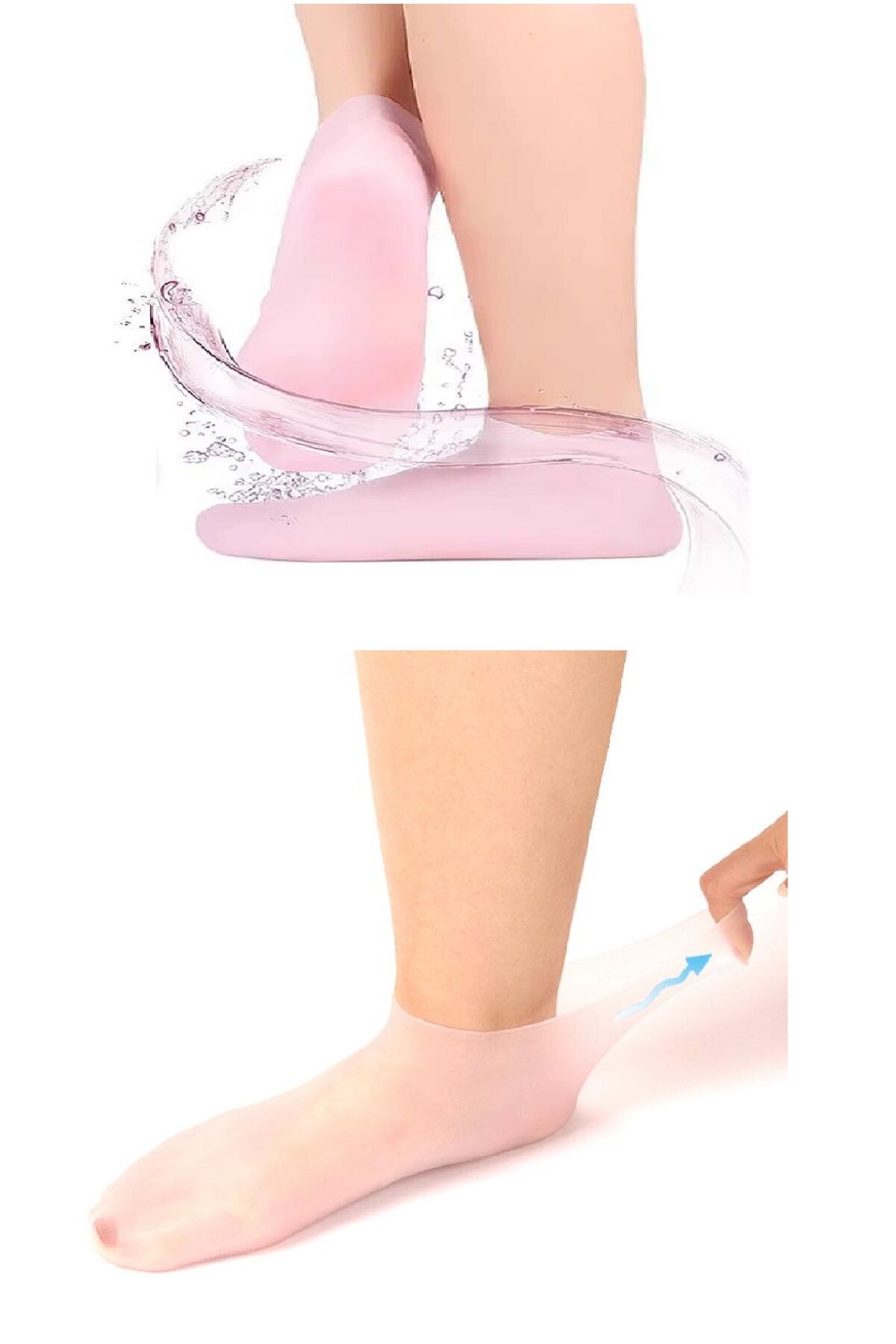 1 çift silikon jel topuk nemlendirici çorap ayak bakımı çatlama koruyucu krem çorabı - Lisinya