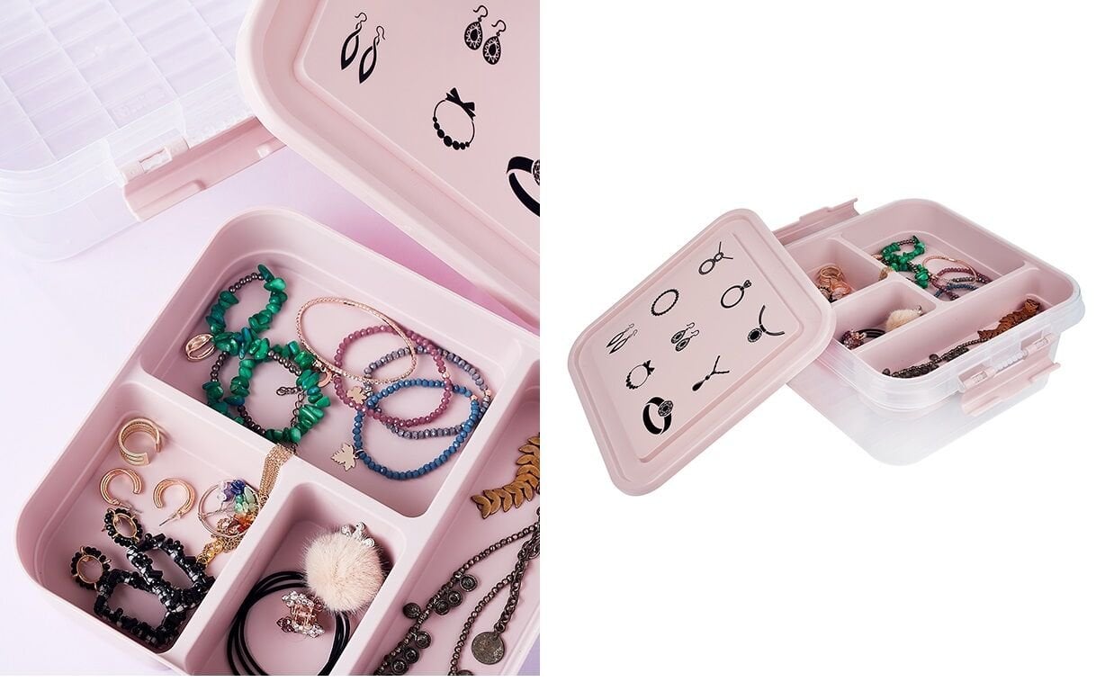Bijuteri Mücevher Kutusu - Çok Amaçlı Bölmeli Takı Saklama Kutusu - Lisinya