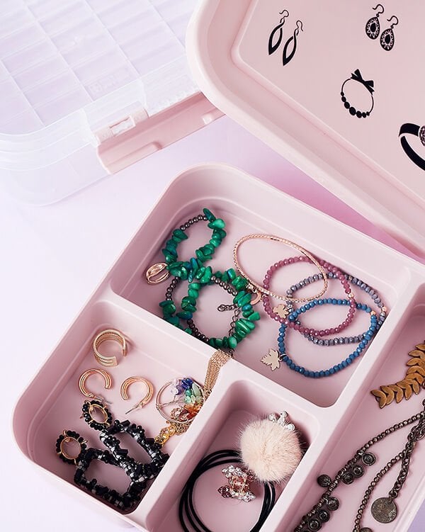 Bijuteri Mücevher Kutusu - Çok Amaçlı Bölmeli Takı Saklama Kutusu - Lisinya