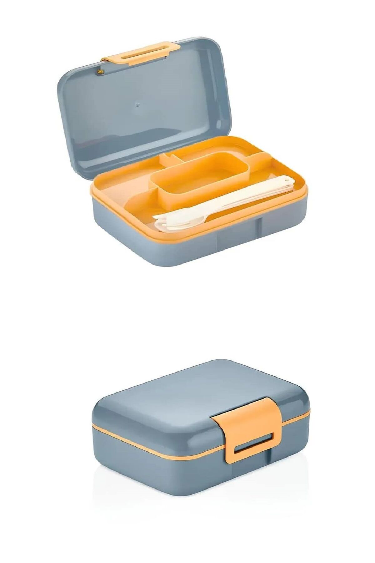 Meyve Suyu Bölmeli - Tabaklı Beslenme Kabı  Diyet Kabı -Çatal Bıçak Kaşık Dahildir - Lisinya