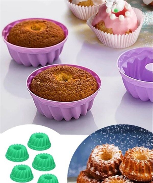 Silikon Göbekli Muffin CupCake Kalıbı - Sürekli Kullanım Muffin Kek Kalıbı 6 ADET - Lisinya