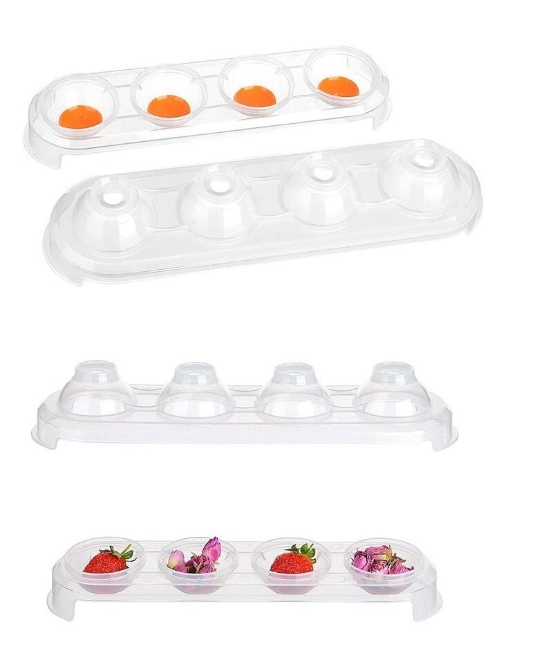 Silikon Tabanlı 4 Bölmeli Şeffaf Buz Kalıbı Yuvarlak Buzluk - Lisinya